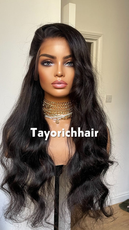 Black Human Hair Lace Wig; Bleached Knots, Small Cap, HD Lace