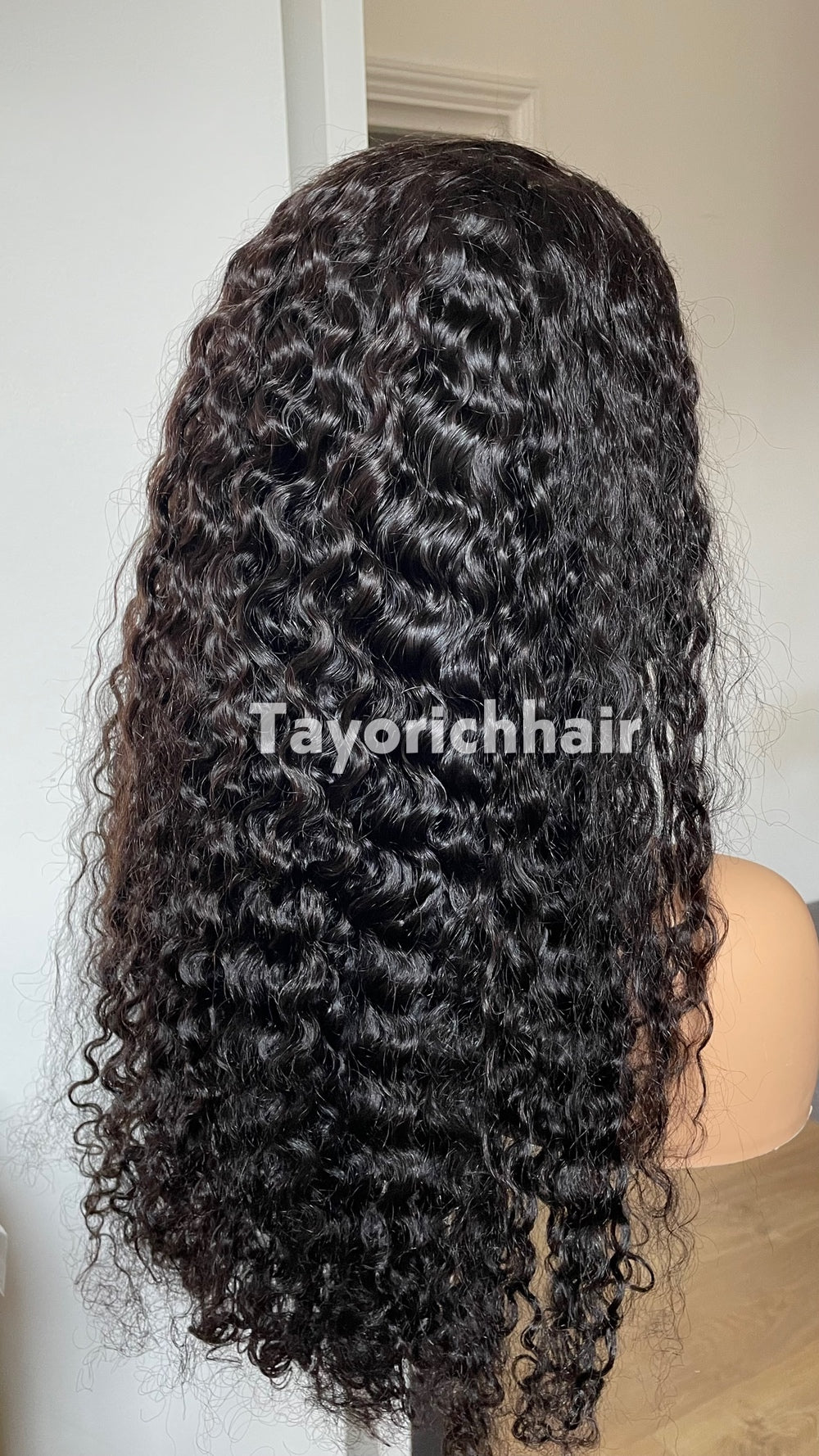 24" Wet and Wavy Curls HD Lace Human Hair Wig - 180% Density 1B Natural Black | Medical & Beauty