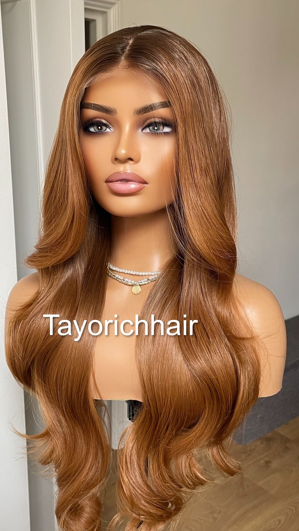 Ginger Red Hair Lace Frontal Wig With Dark Brown Roots/Heat Friendly Synthetic Wig By Tayorichhair