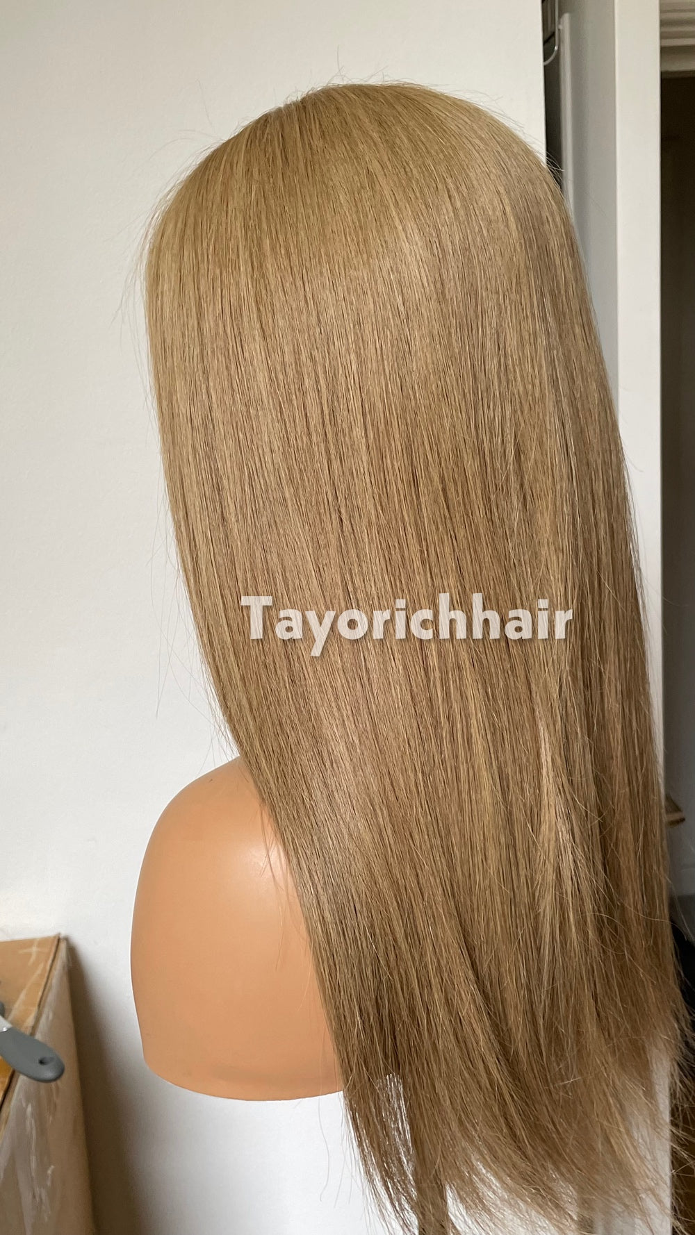 Golden Ash Blonde Human Hair Wig | 18” Straight