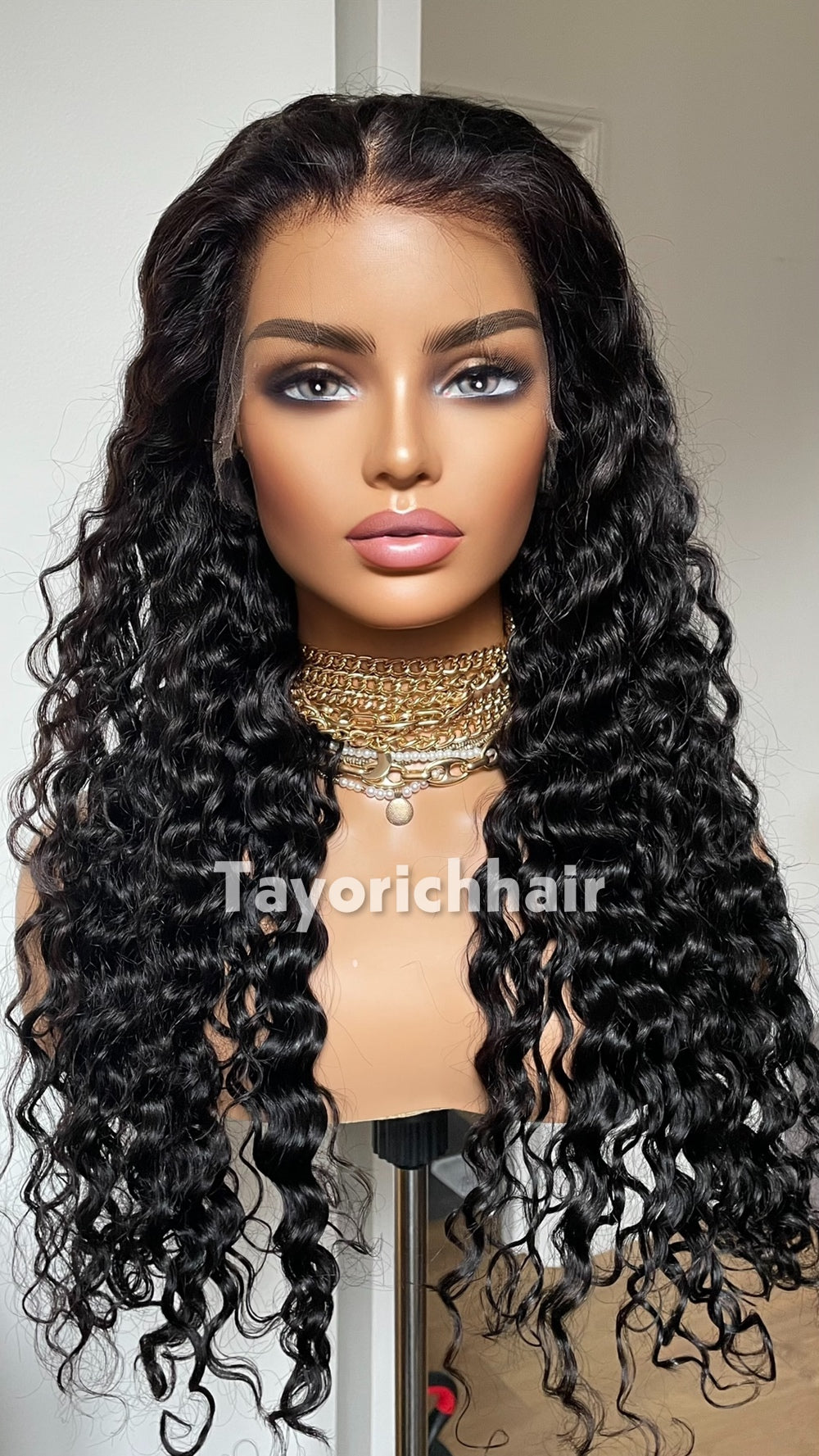 TayoRichHair 13x6 HD Lace Front Exotic Deep Curl Wig – 100% Soft Human Hair (24 Inch, 180% Density, Color 1B, Small/Medium Cap, Firm Hold Glueless Fit)