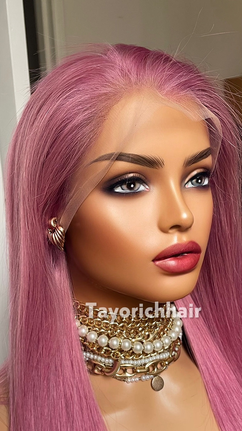 22-Inch Pastel Pink Straight Human Hair Wig – 13x4 Lace, 150% Density
