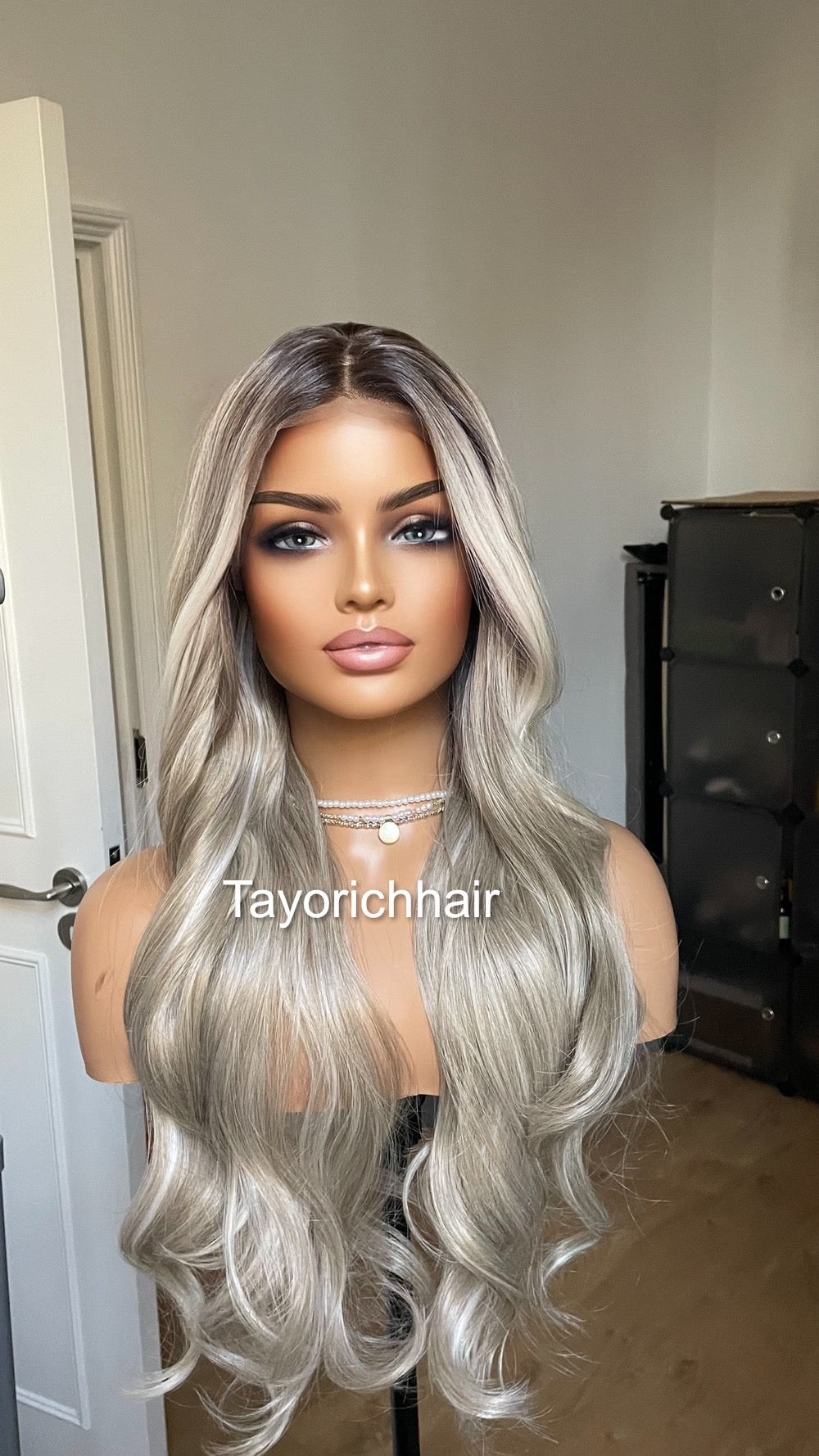 Dark Ash Blonde Synthetic Lace Front Wig With Money Piece/ Realistic Heat Resistant Wig/ Natural Looking Wigs For Women/ Tayorichhair Wigs
