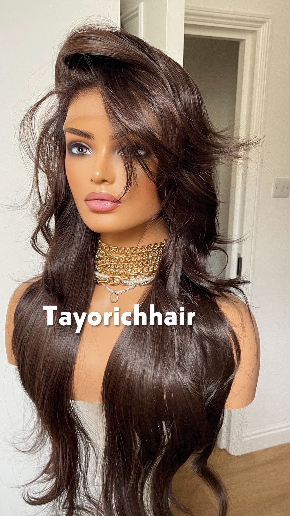 Tayorichhair Dark Brown Layered Glueless Synthetic Lace Front Wig (10"-22")
