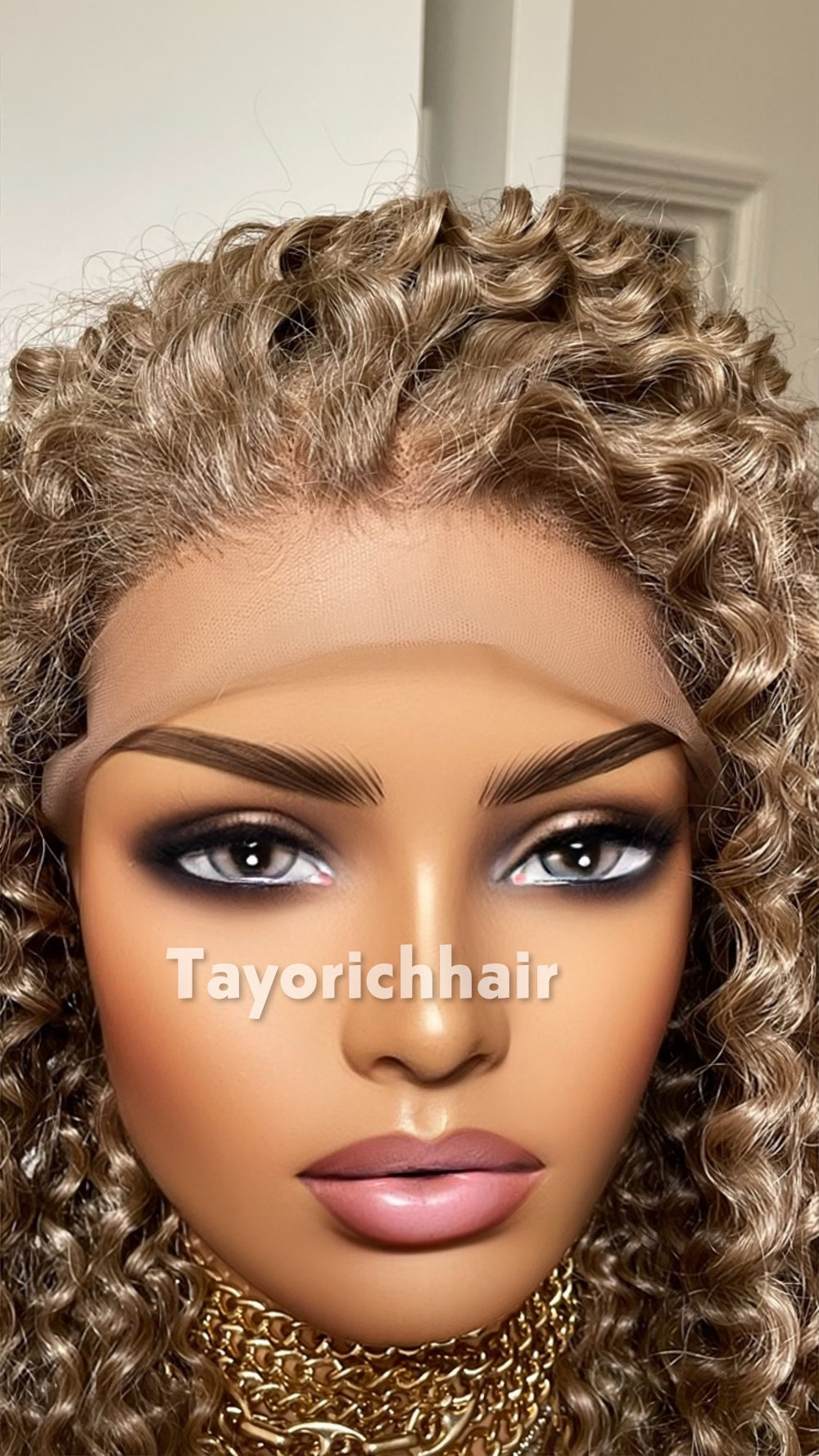 TayoRichHair | 24" Natural Ash Blonde Deep Spiral Curl Lace Front Wig (13x6 Lace)