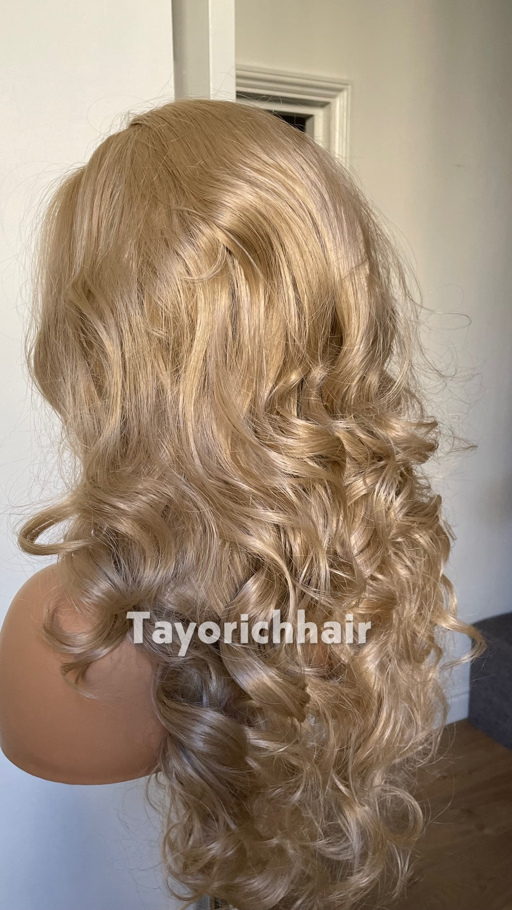 Natural Ash Blonde Spiral Curly Wig | 16” Heat Safe Synthetic Lace Front Wig | 13x6 Transparent Lace | Free Part | Vintage Hollywood Elegance | Tayorichhair
