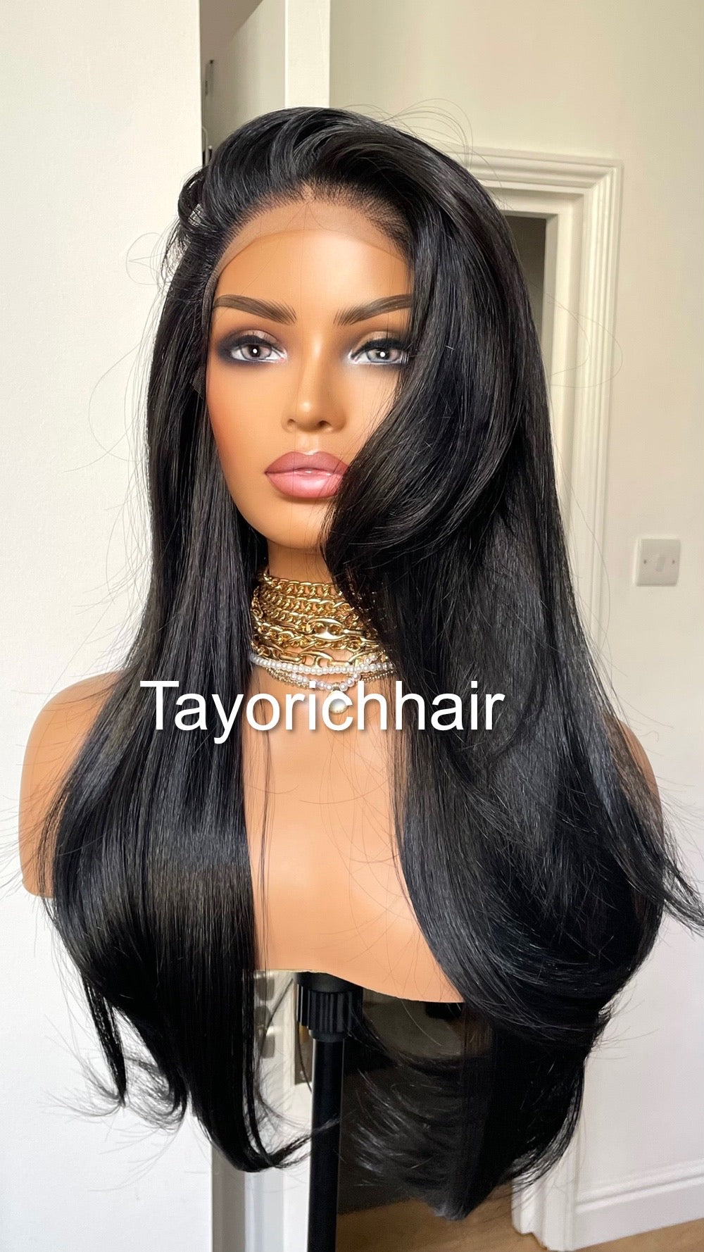 Tayorichhair 20-Inch Jet Black Straight Synthetic Wig – 13x3 Transparent Lace Front, Free Part Beginner-Friendly Glueless Daily Wear Wig