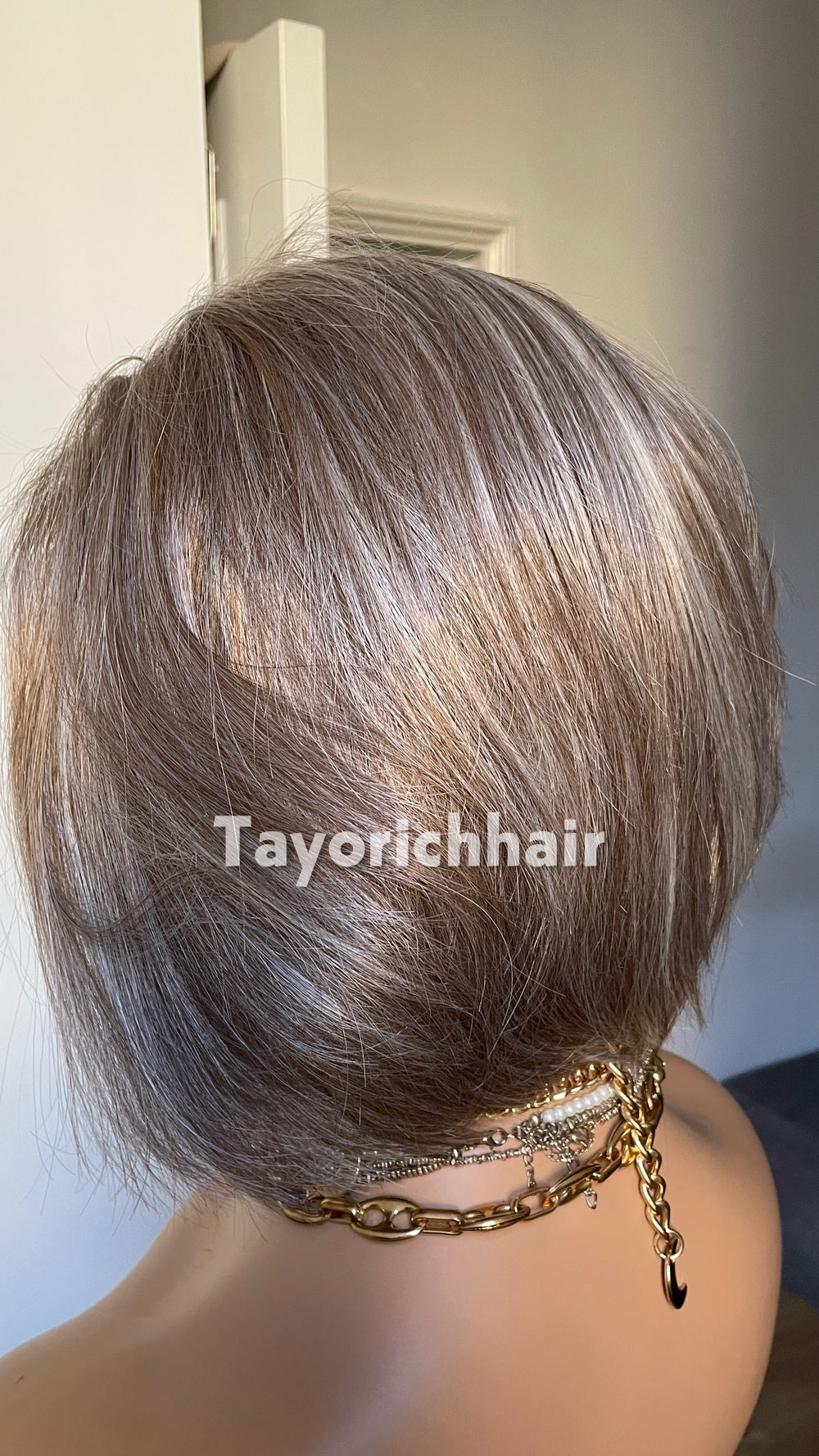 Grey Bob Wig | 10” Straight Heat-Safe Synthetic Lace Front Wig | Tayorichhair