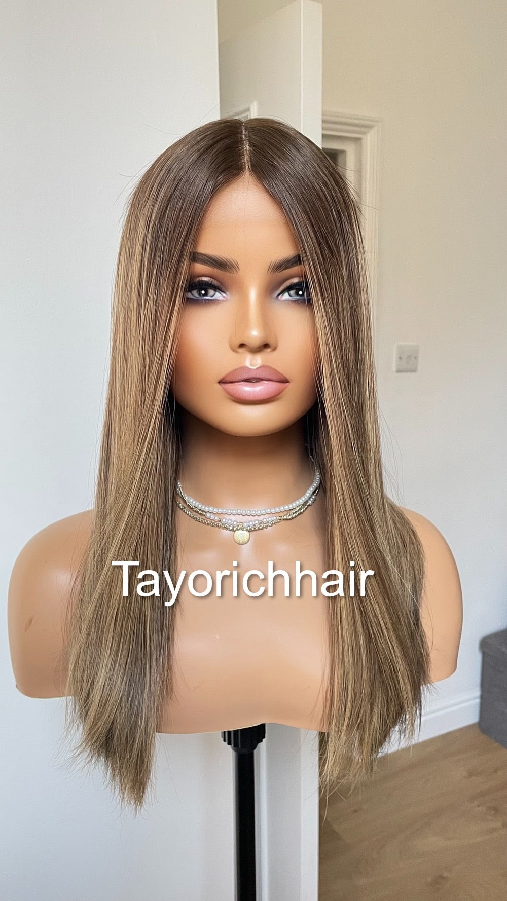 Balayage Human Hair Lace Top Wig In 18 Inches/ European Human Hair Wig/ Natural Looking Wig For Women/ Blonde & Brown Wig By Tayorichhair