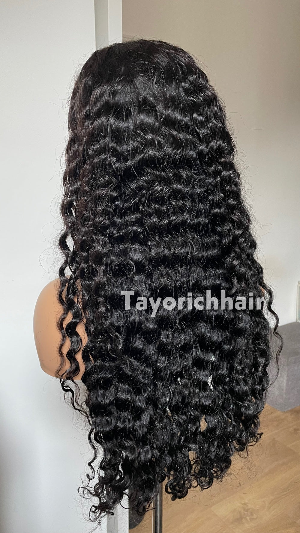 TayoRichHair 13x6 HD Lace Front Exotic Deep Curl Wig – 100% Soft Human Hair (24 Inch, 180% Density, Color 1B, Small/Medium Cap, Firm Hold Glueless Fit)