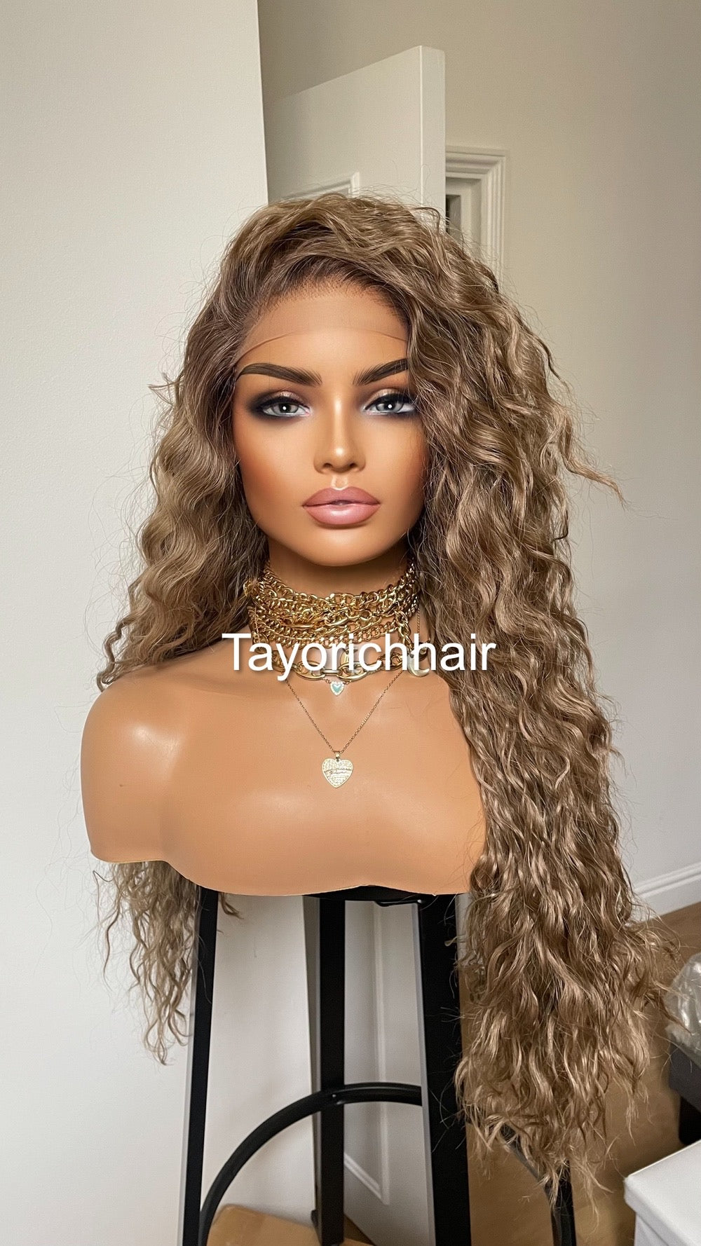 Dark Ash Curly Synthetic Wig For Small Extra Small Head Size