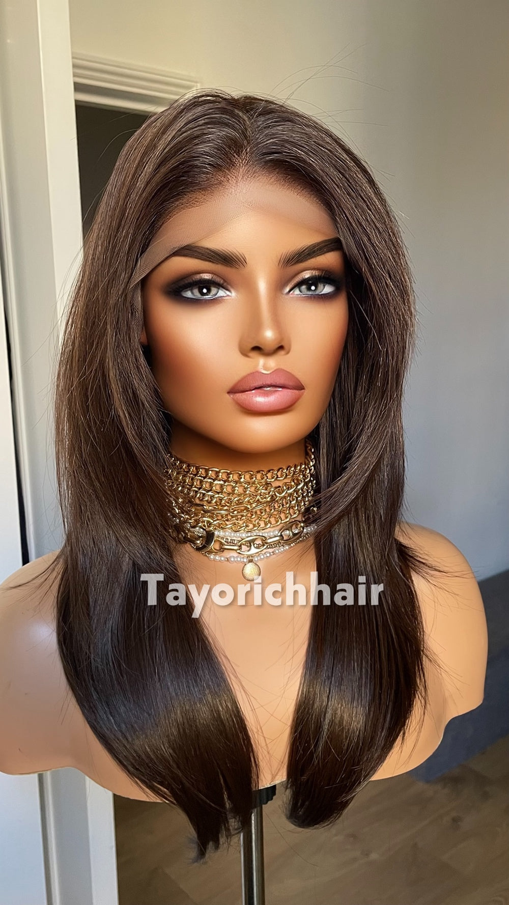 Dark Brown 18” Feathered Layer Wig | Lightweight Lace Front