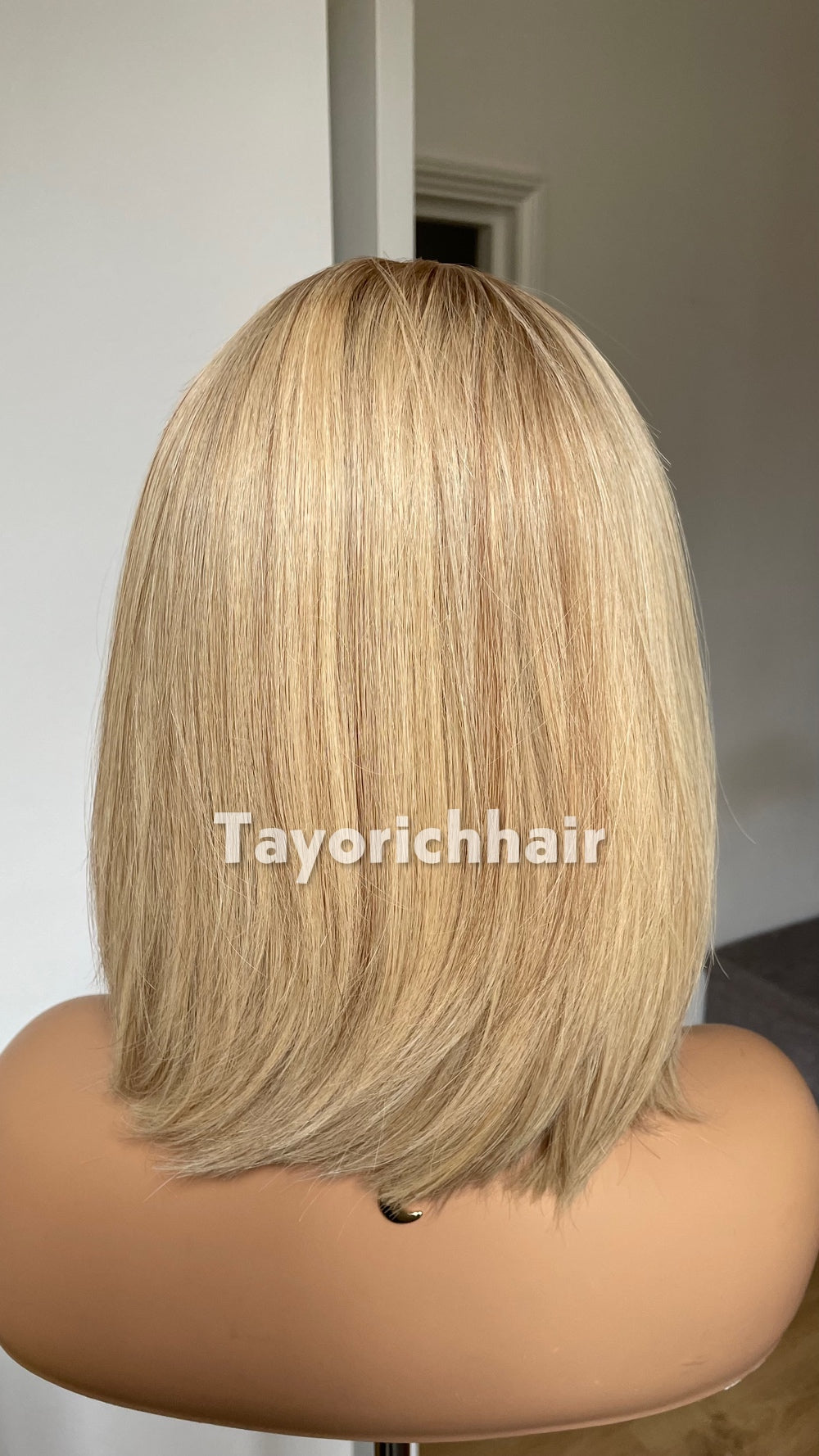 Glueless 12 Inch Blonde Bob Human Hair Wig - 150% Density, Silk Top European Virgin Hair