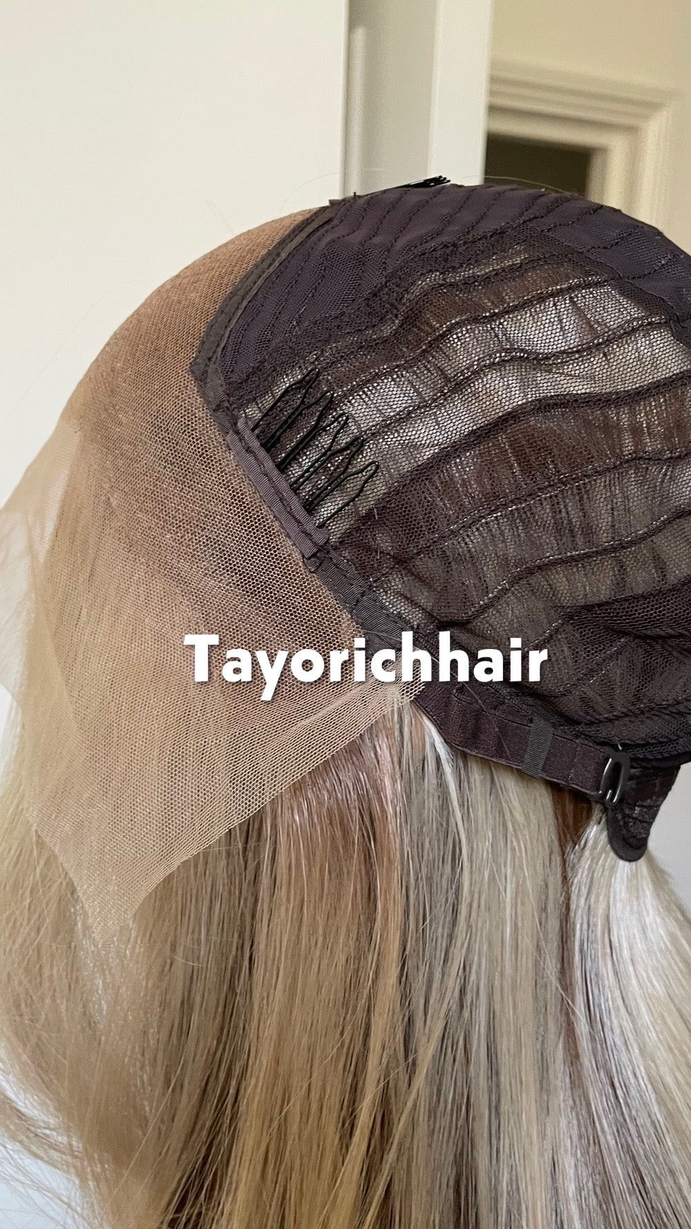 Sunkissed Blonde With Brown Highlights Wig; Lace Frontal Synthetic Wig, 16 Inches, Low Density Wig