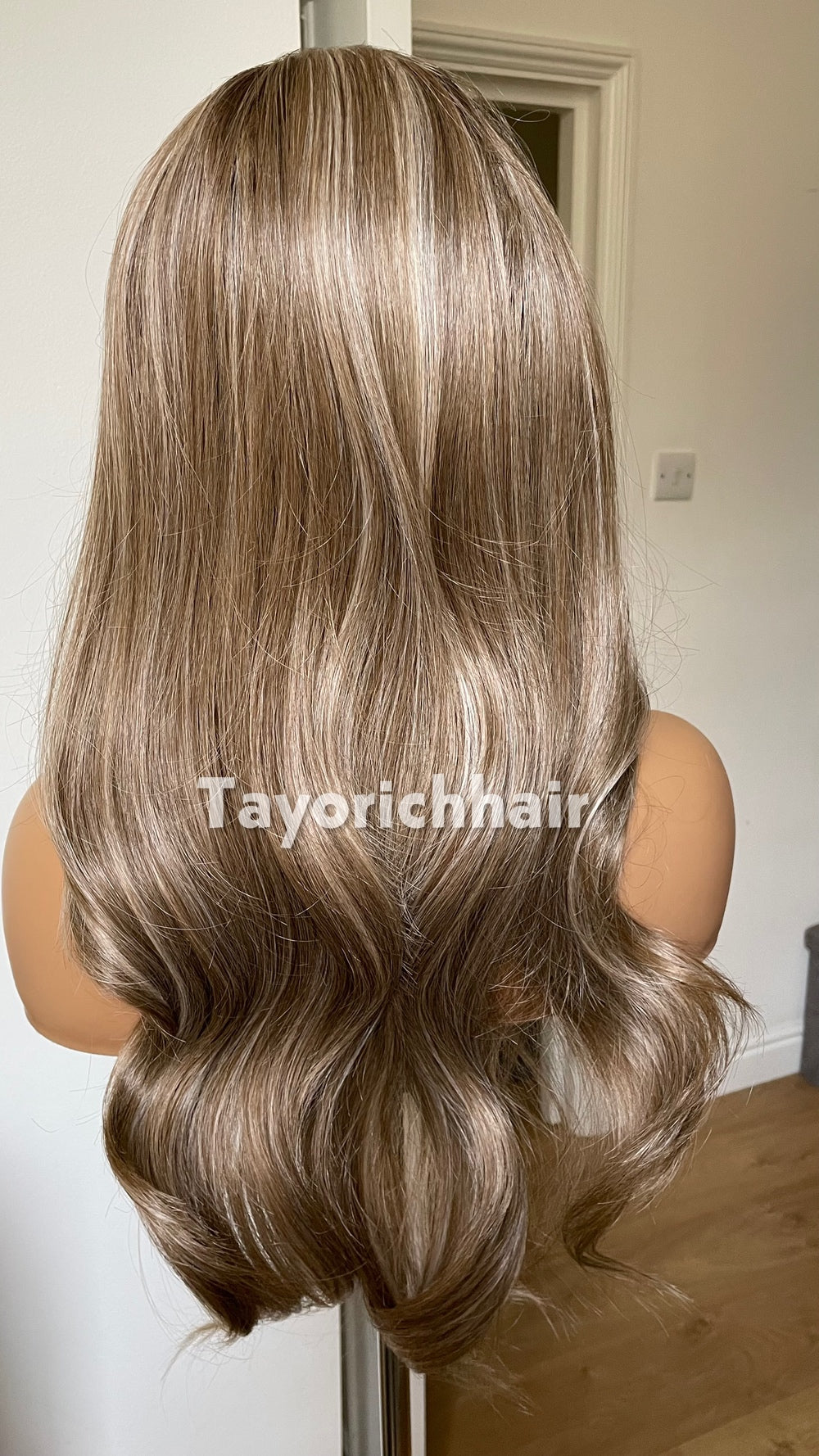 Dark Ash Brown 22” Wavy Wig | Platinum Highlights & 13x4 Lace