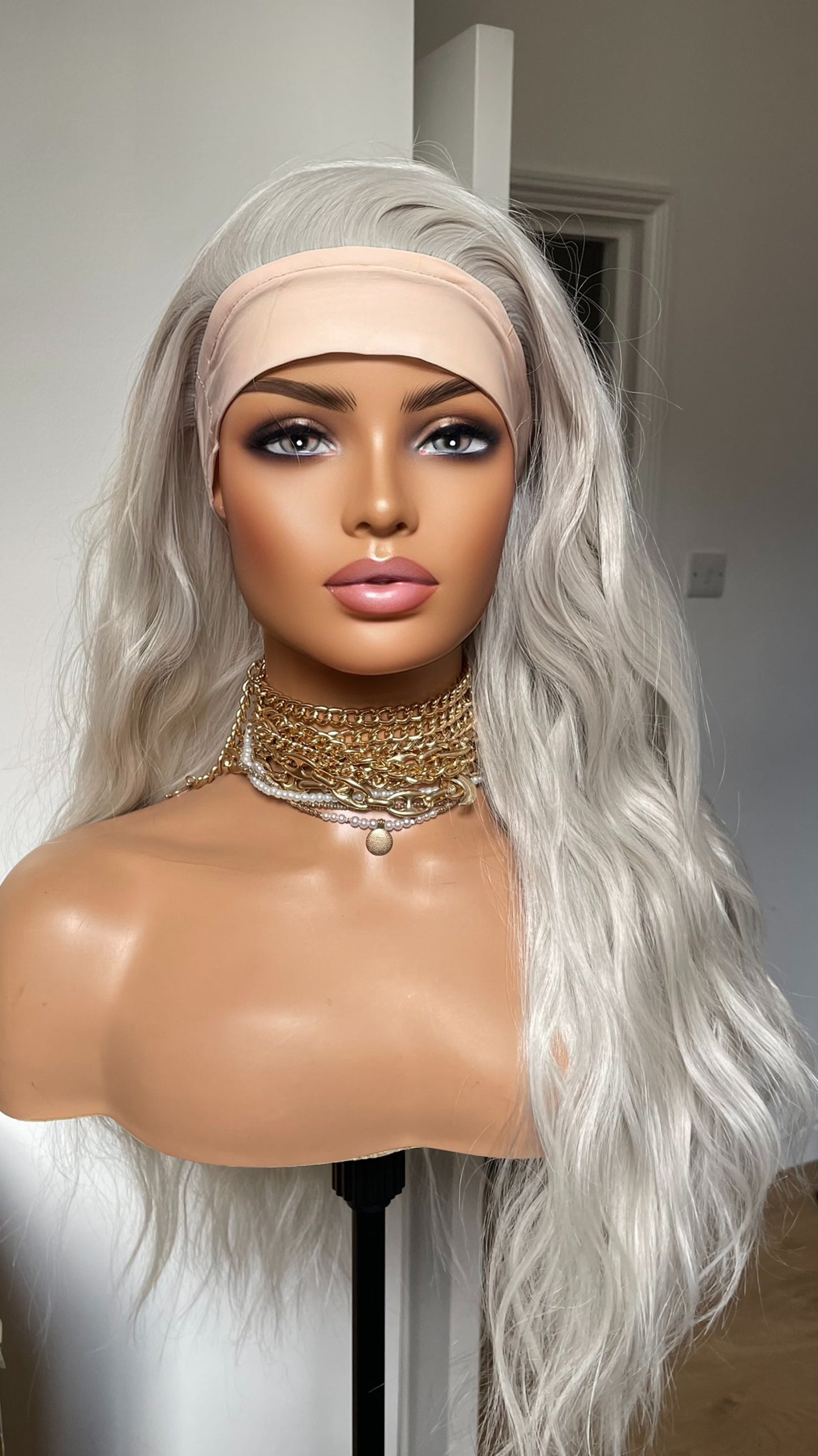 Ponytail Glueless Wig/ No Lace/ Headband Wig For Women/ Updo Synthetic Wig