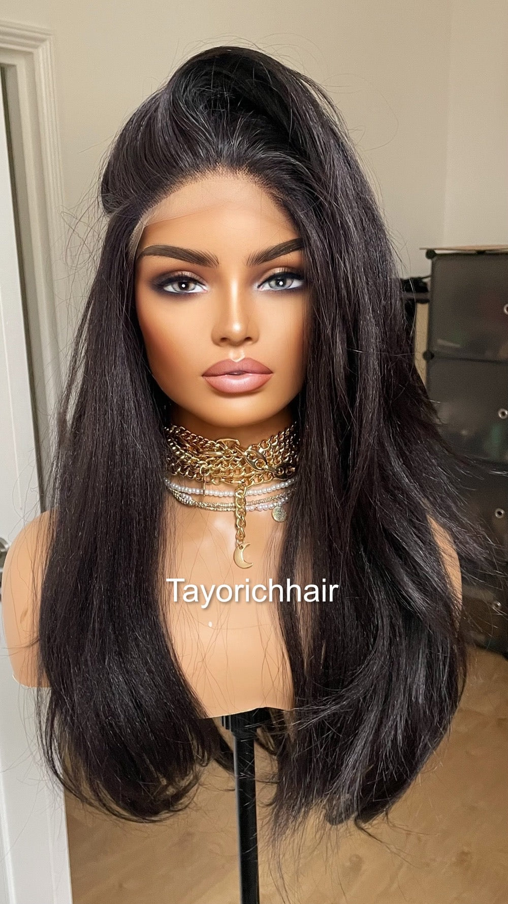 Jet Black Lace Front Wig For Women| Black Short Yaki Synthetic Wigs For Women| Daily Wig For Women| Party Wigs|Free Part Shoulder Length Wig