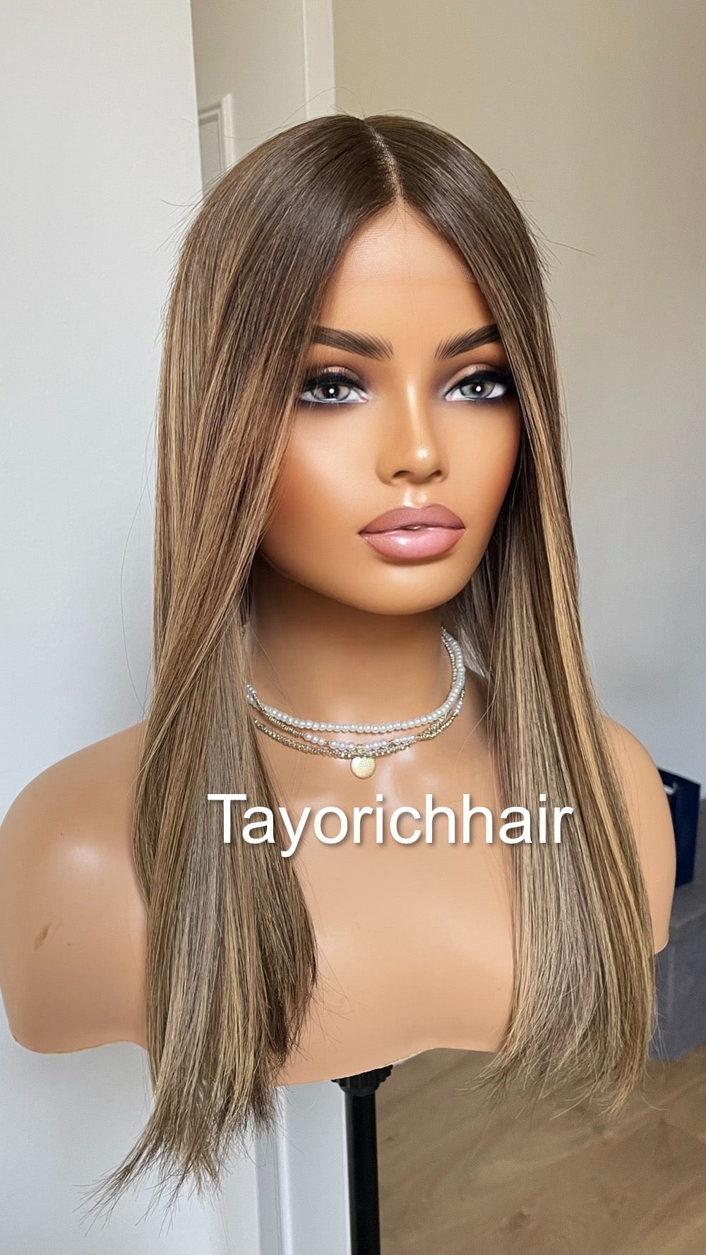 Balayage Human Hair Lace Top Wig In 18 Inches/ European Human Hair Wig/ Natural Looking Wig For Women/ Blonde & Brown Wig By Tayorichhair