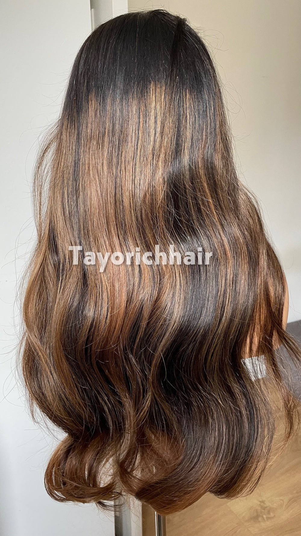 Black Human Hair Lace Front Wig with Blonde Highlights | 24” Wavy HD Lace Wig | 13x4 Glueless Wig | 100% Human Hair | Tayorichhair