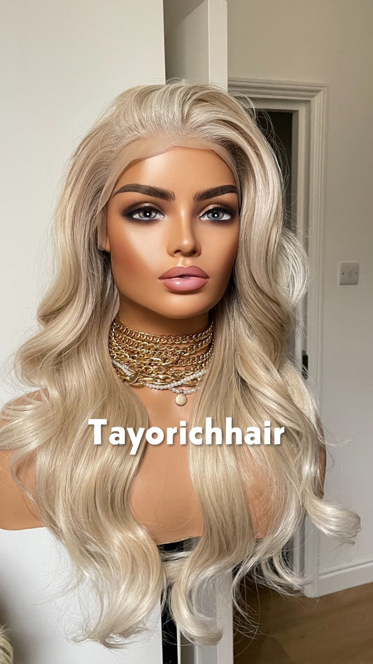 Sandy Blonde Synthetic Wig;Face Framing Highlights, Wavy Hair , Heat Safe Wigs