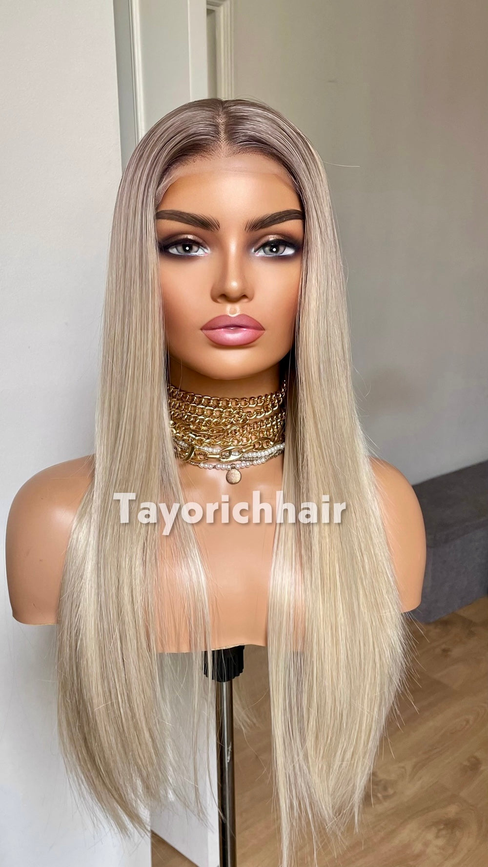 Ombre Glueless Blonde Wig; Long Straight Hair