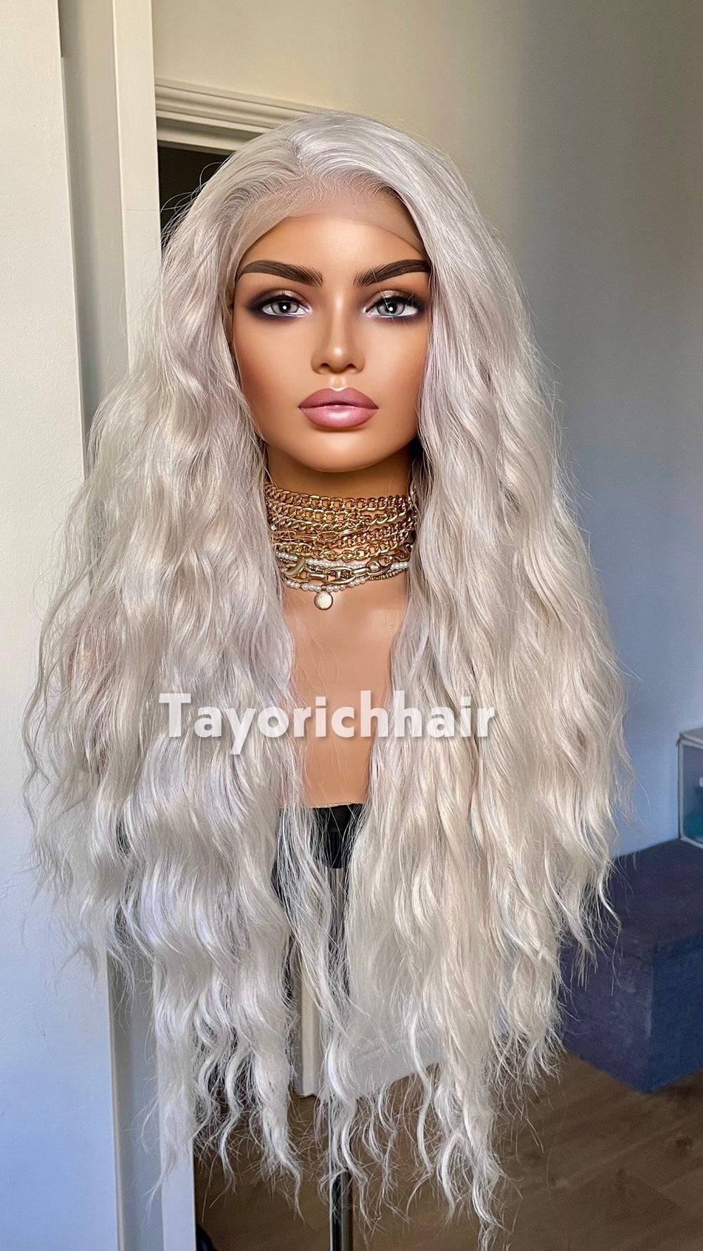 Tayorichhair Icy Platinum Blonde Loose Curls Wig – 24" Heat Safe Synthetic