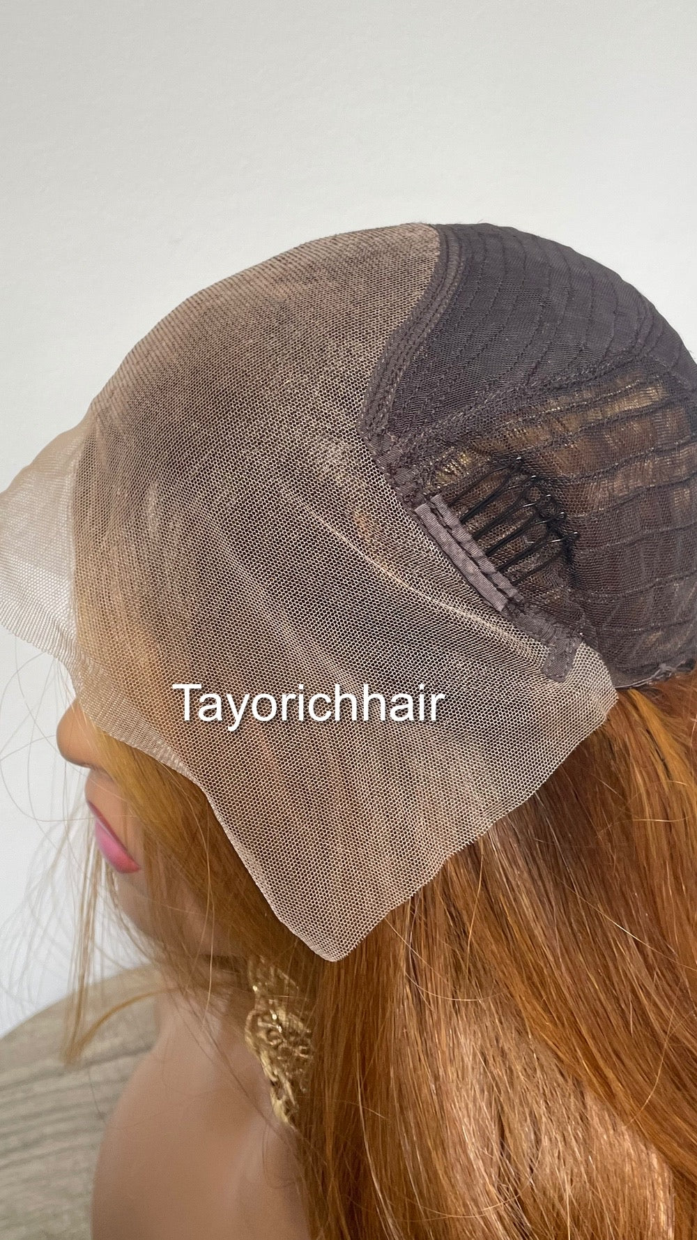 Ginger Auburn Synthetic Lace Wig With Dark Roots/ 20 Inches Soft Hair Luxury Synthetic Wig For Women Hairloss Alopecia/13x4 Lace Middle Part