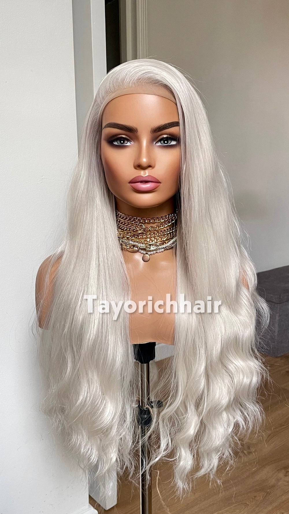 Platinum Blonde Lace Front Wig: 26 Inch Wavy Hair 13 by 6 Lace