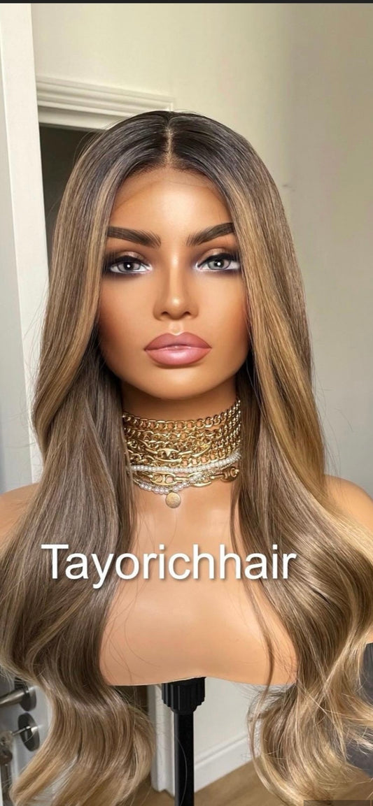 Dark Ash Blonde Luxury Synthetic Lace Wig By Tayorichhair