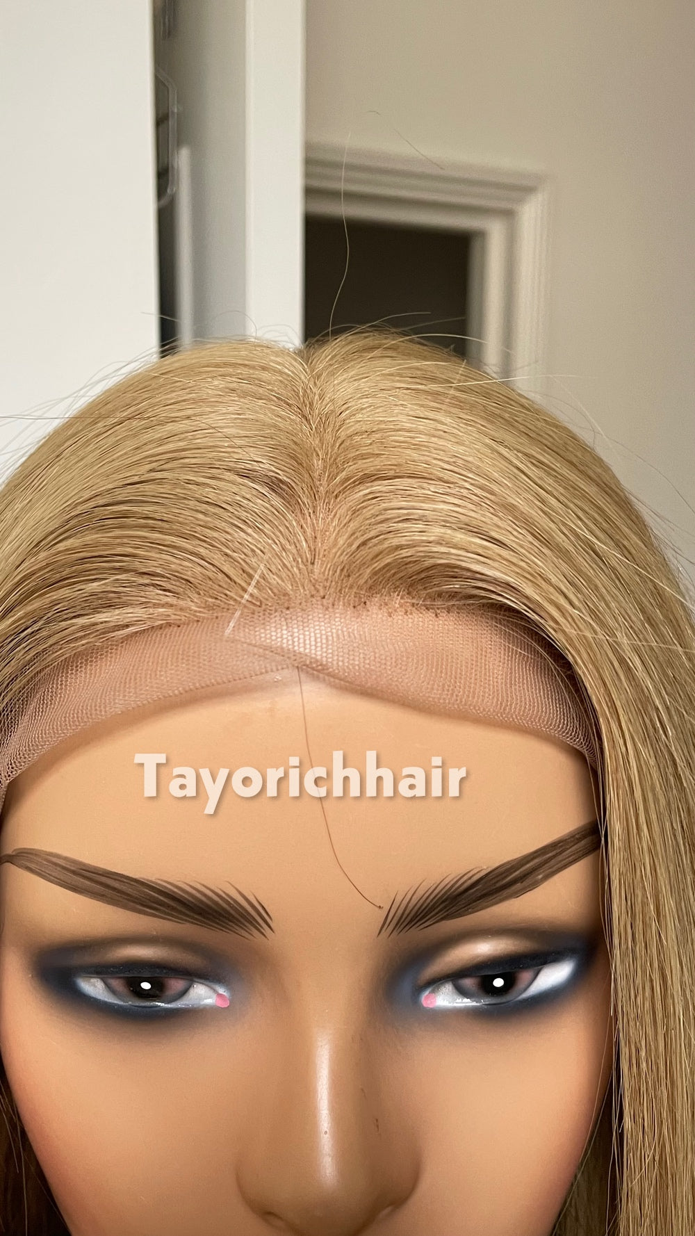 Golden Ash Blonde Human Hair Wig | 18” Straight