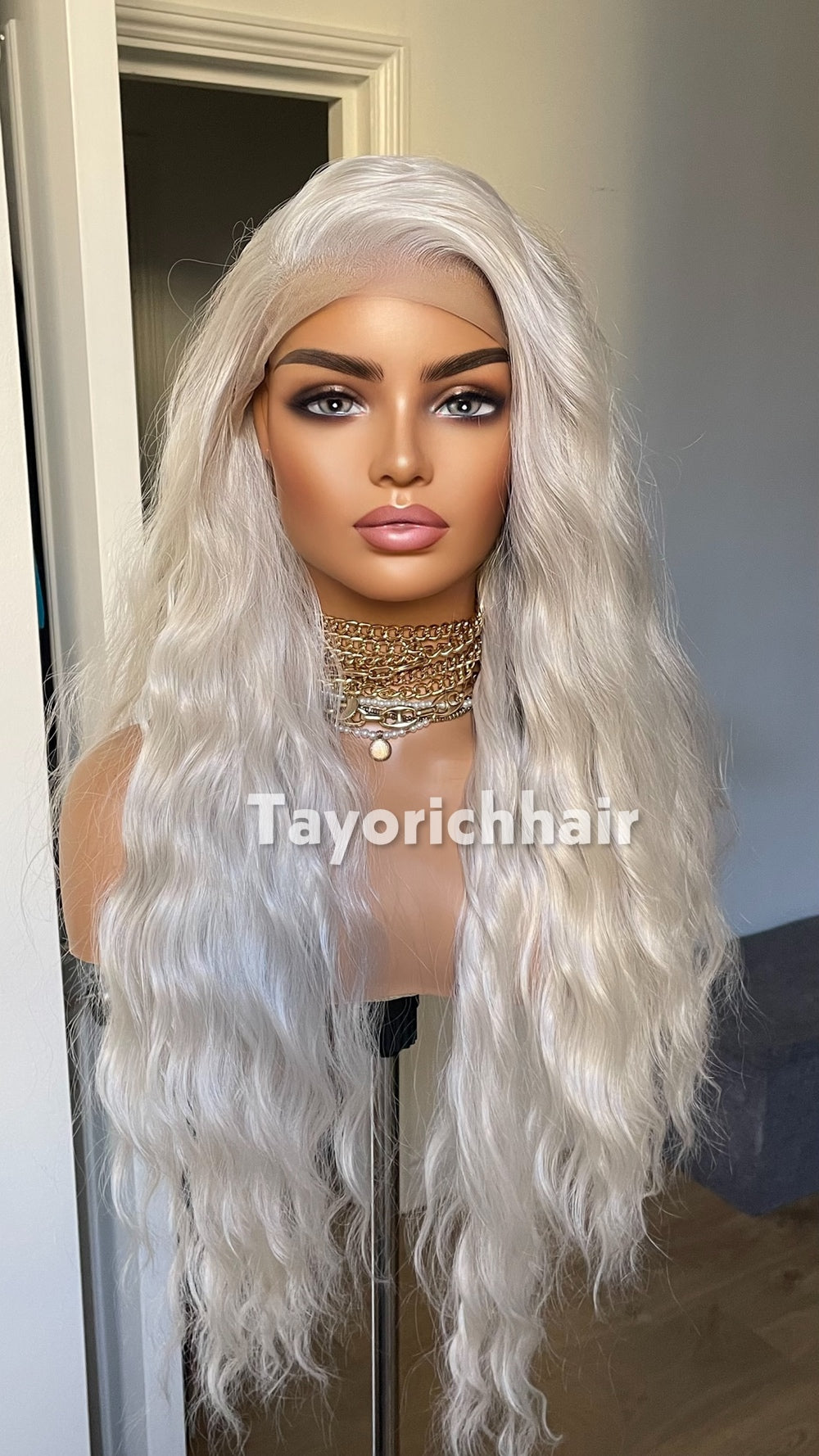 Tayorichhair Icy Platinum Blonde Loose Curls Wig – 24" Heat Safe Synthetic