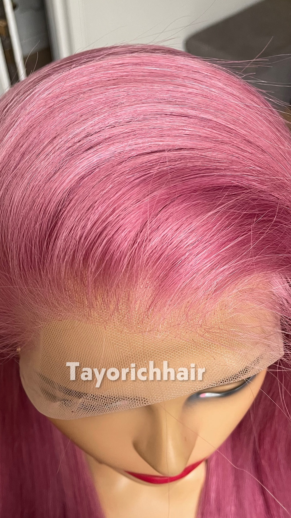 22-Inch Pastel Pink Straight Human Hair Wig – 13x4 Lace, 150% Density