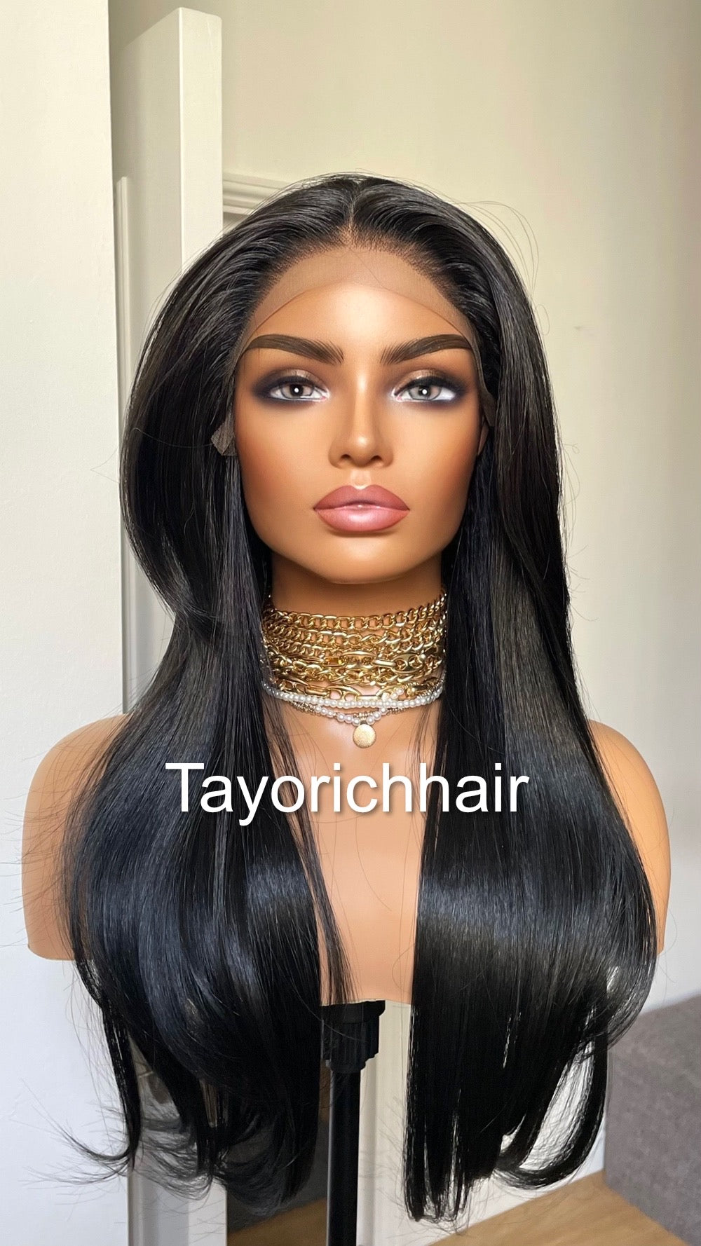 Tayorichhair 20-Inch Jet Black Straight Synthetic Wig – 13x3 Transparent Lace Front, Free Part Beginner-Friendly Glueless Daily Wear Wig