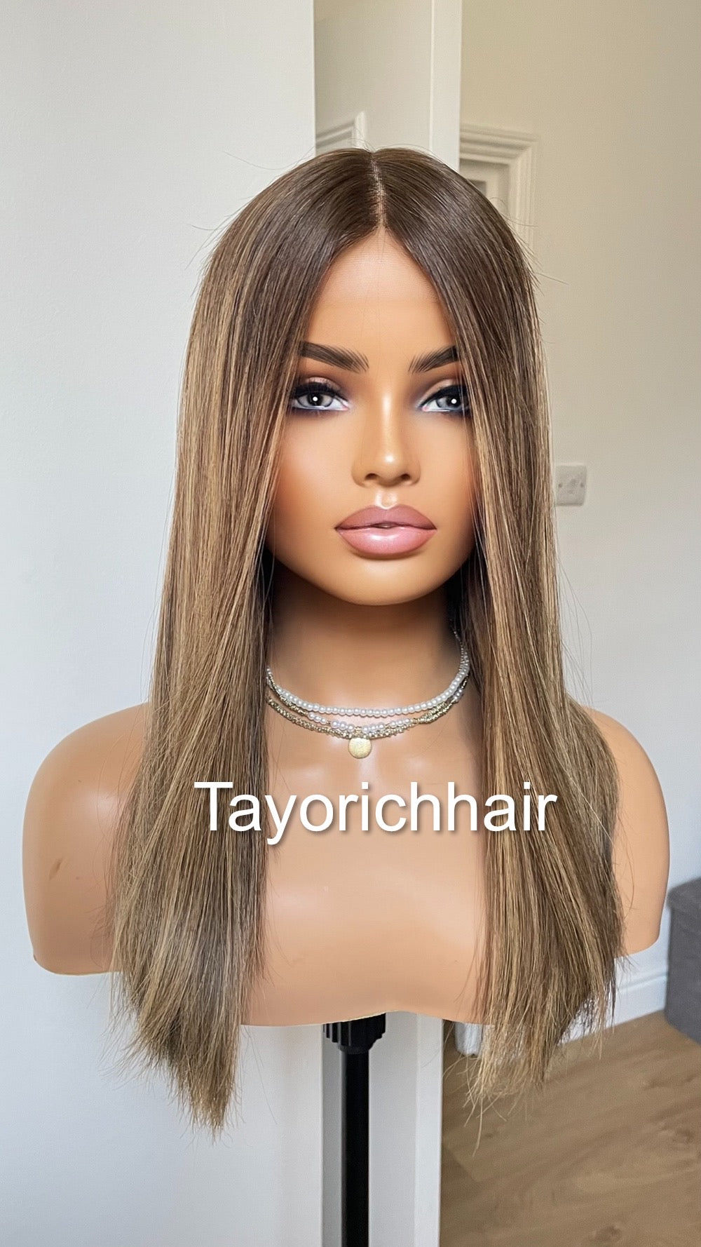 Balayage Human Hair Lace Top Wig In 18 Inches/ European Human Hair Wig/ Natural Looking Wig For Women/ Blonde & Brown Wig By Tayorichhair