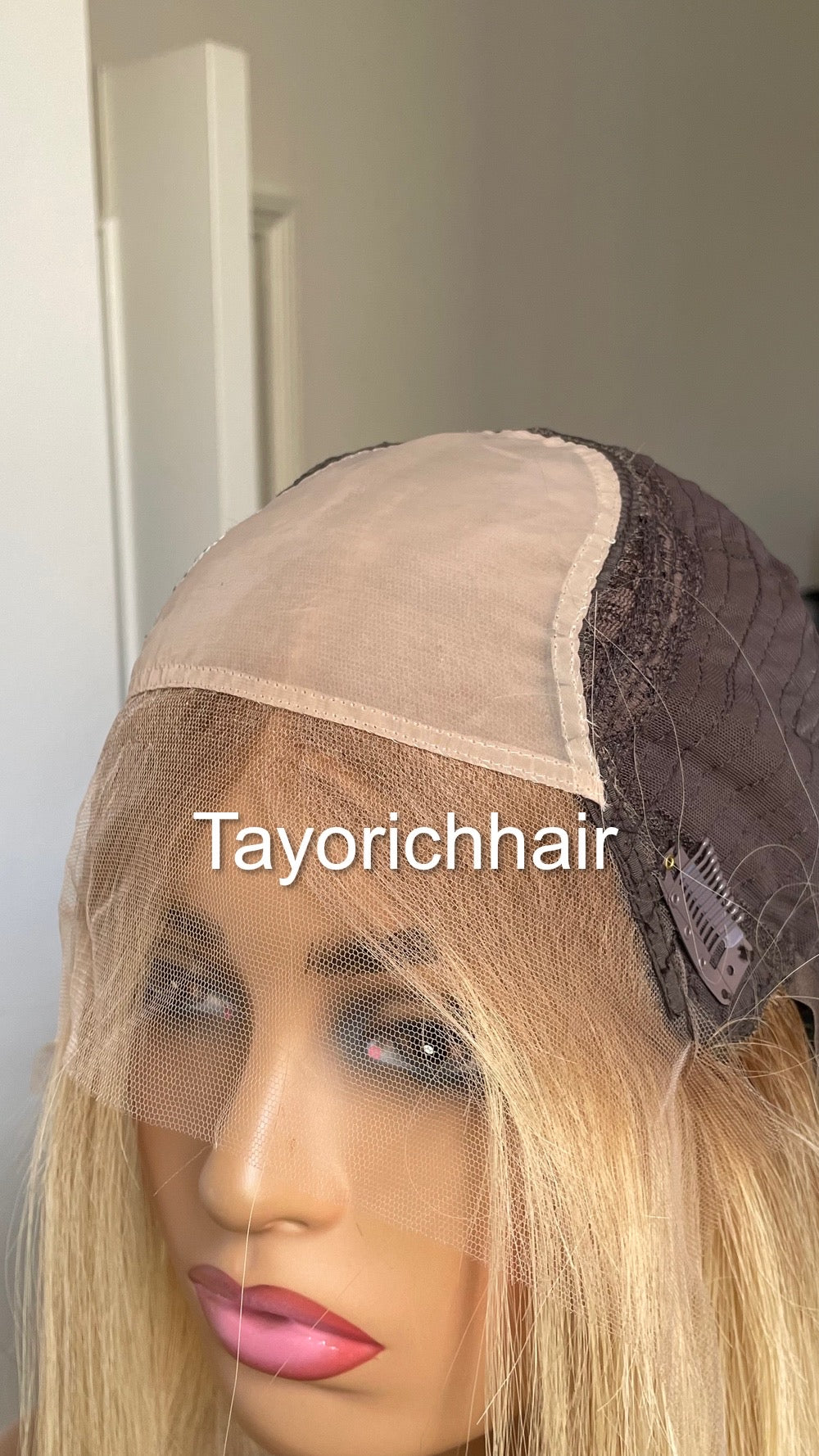 Bob Real Hair Wig/ Ash Blonde Front  Top Wig With Dark Brown Roots/ European Hair Wig