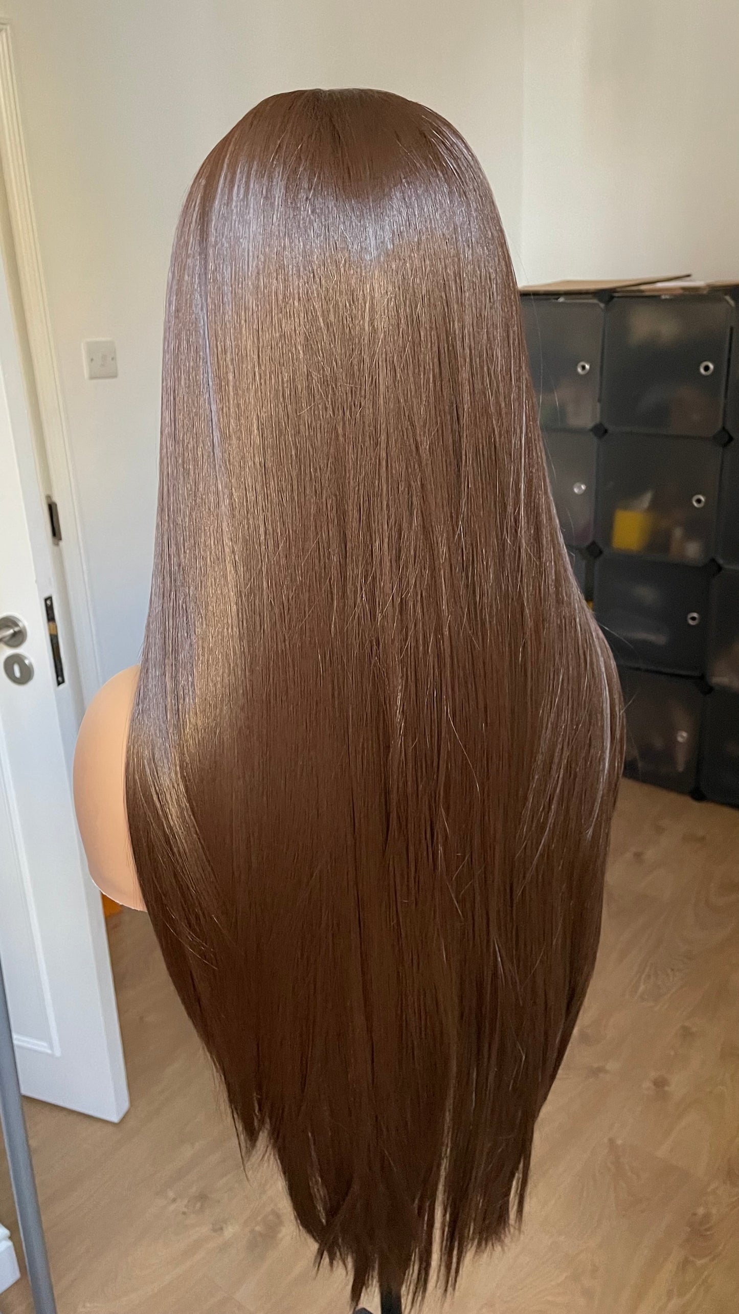 Dark Brunette Brown Lace Front Straight Wig For Women Natural Looking 13x3 Lace Front Wig With Realistic Hair Line Heat Friendly Synthetic