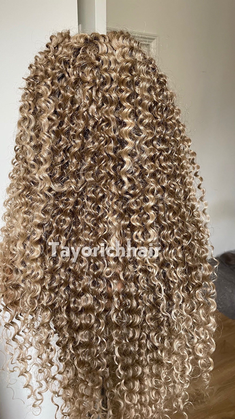 TayoRichHair | 24" Natural Ash Blonde Deep Spiral Curl Lace Front Wig (13x6 Lace)