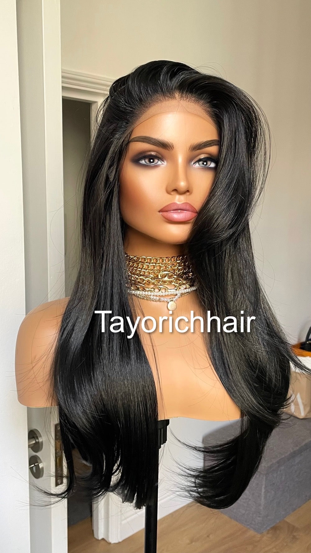 Tayorichhair 20-Inch Jet Black Straight Synthetic Wig – 13x3 Transparent Lace Front, Free Part Beginner-Friendly Glueless Daily Wear Wig