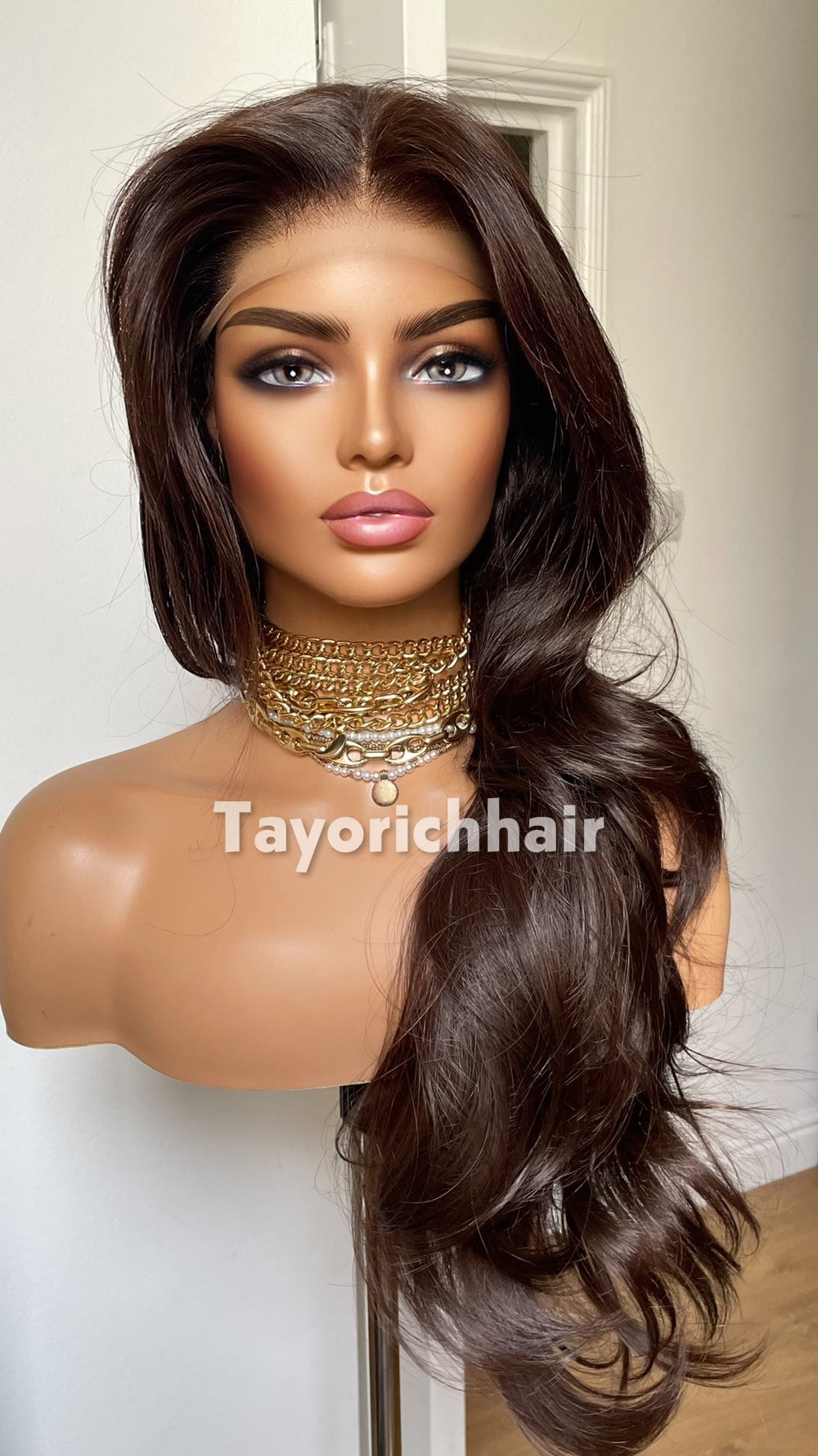 Tayorichhair Dark Brown Layered Glueless Synthetic Lace Front Wig (10"-22")
