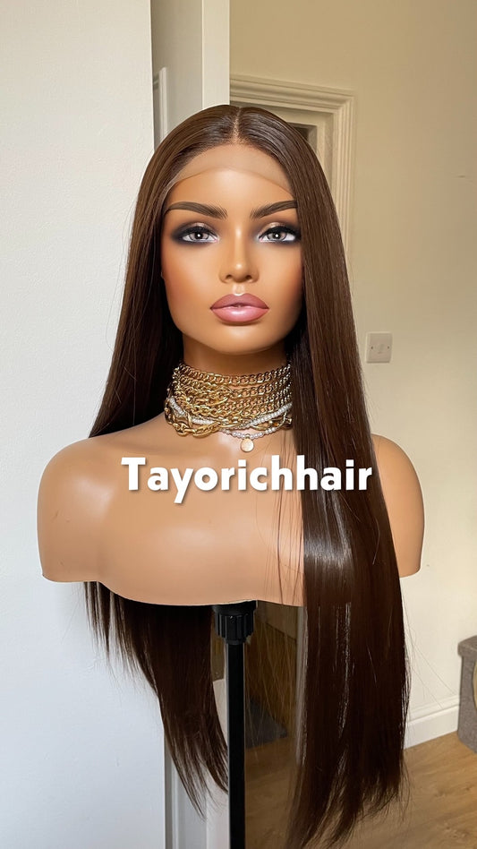 Dark Brown 24 Inches Lace Frontal Wig