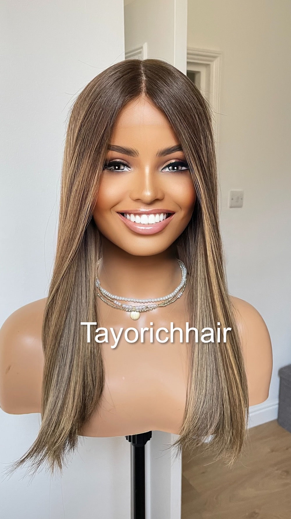 Balayage Human Hair Lace Top Wig In 18 Inches/ European Human Hair Wig/ Natural Looking Wig For Women/ Blonde & Brown Wig By Tayorichhair