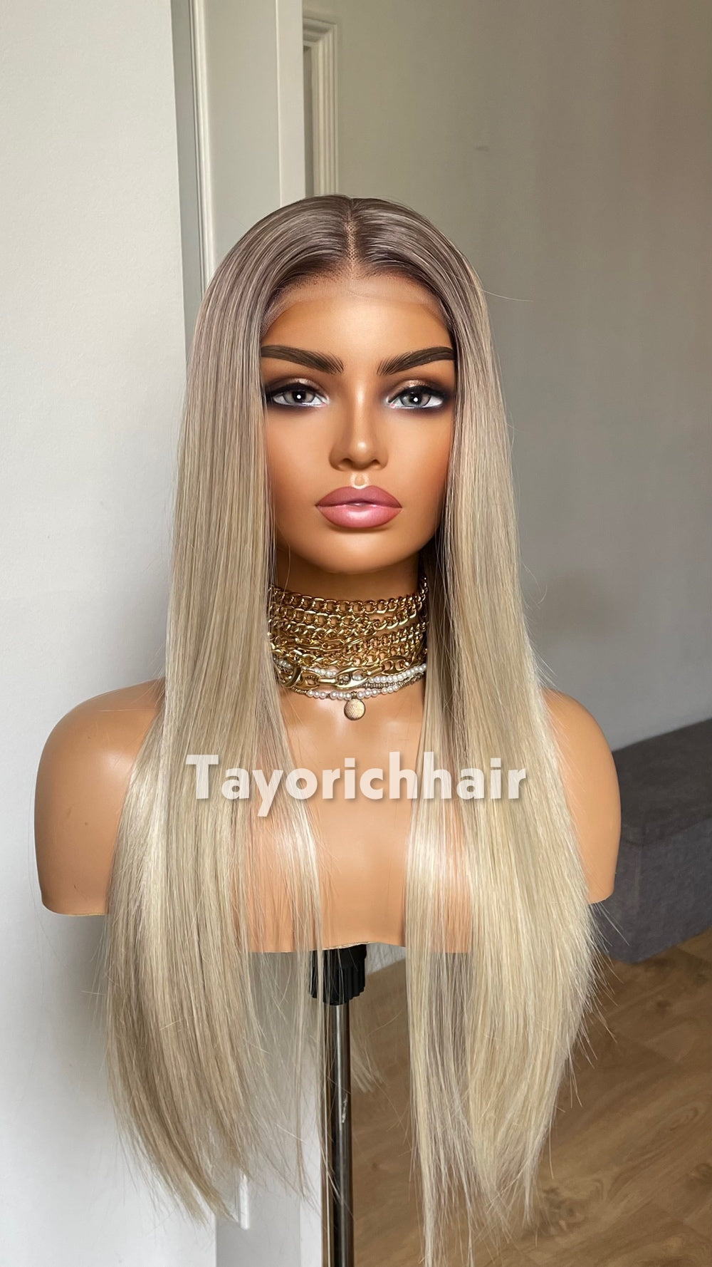Ombre Glueless Blonde Wig; Long Straight Hair