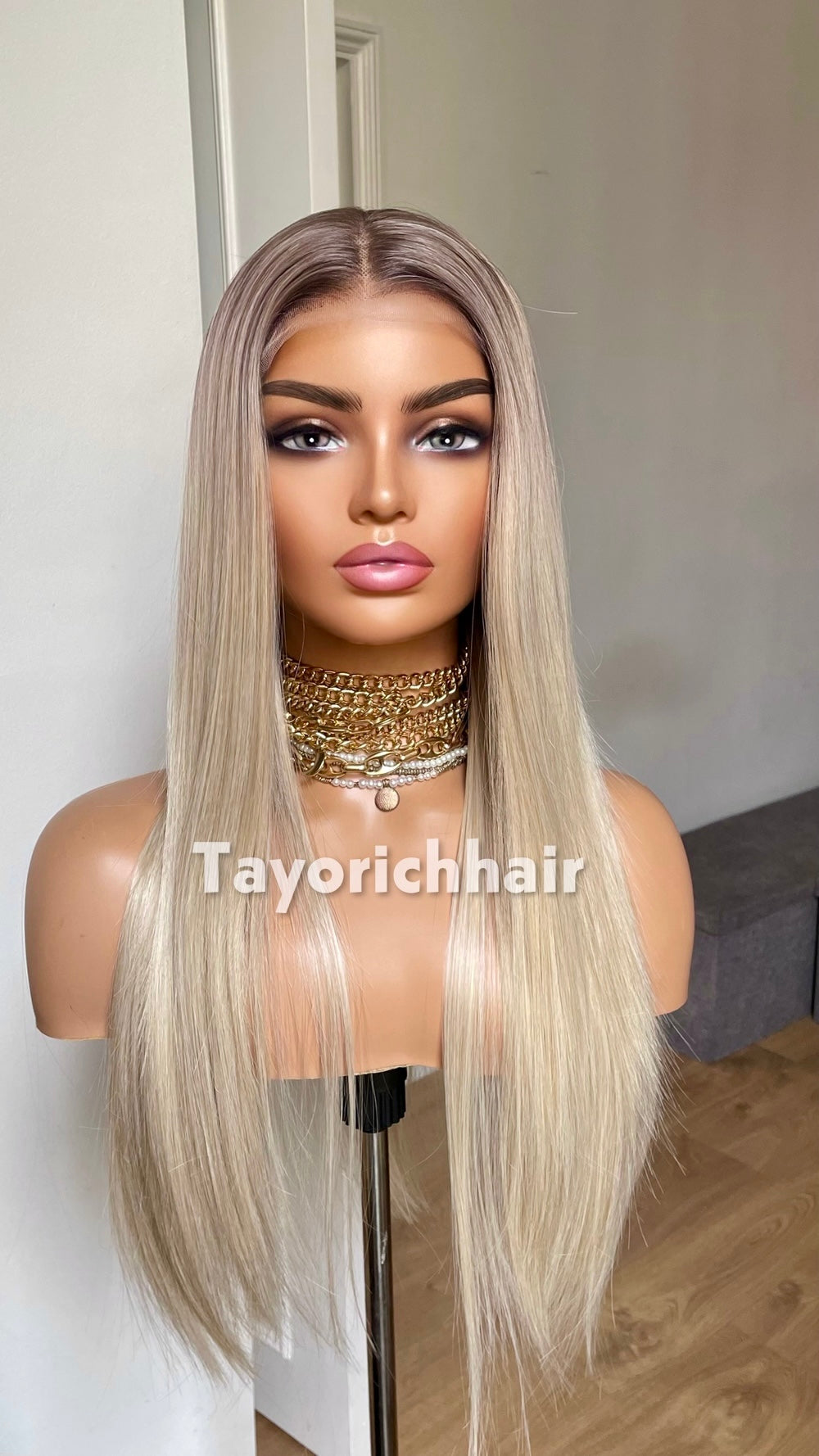 Ombre Glueless Blonde Wig; Long Straight Hair