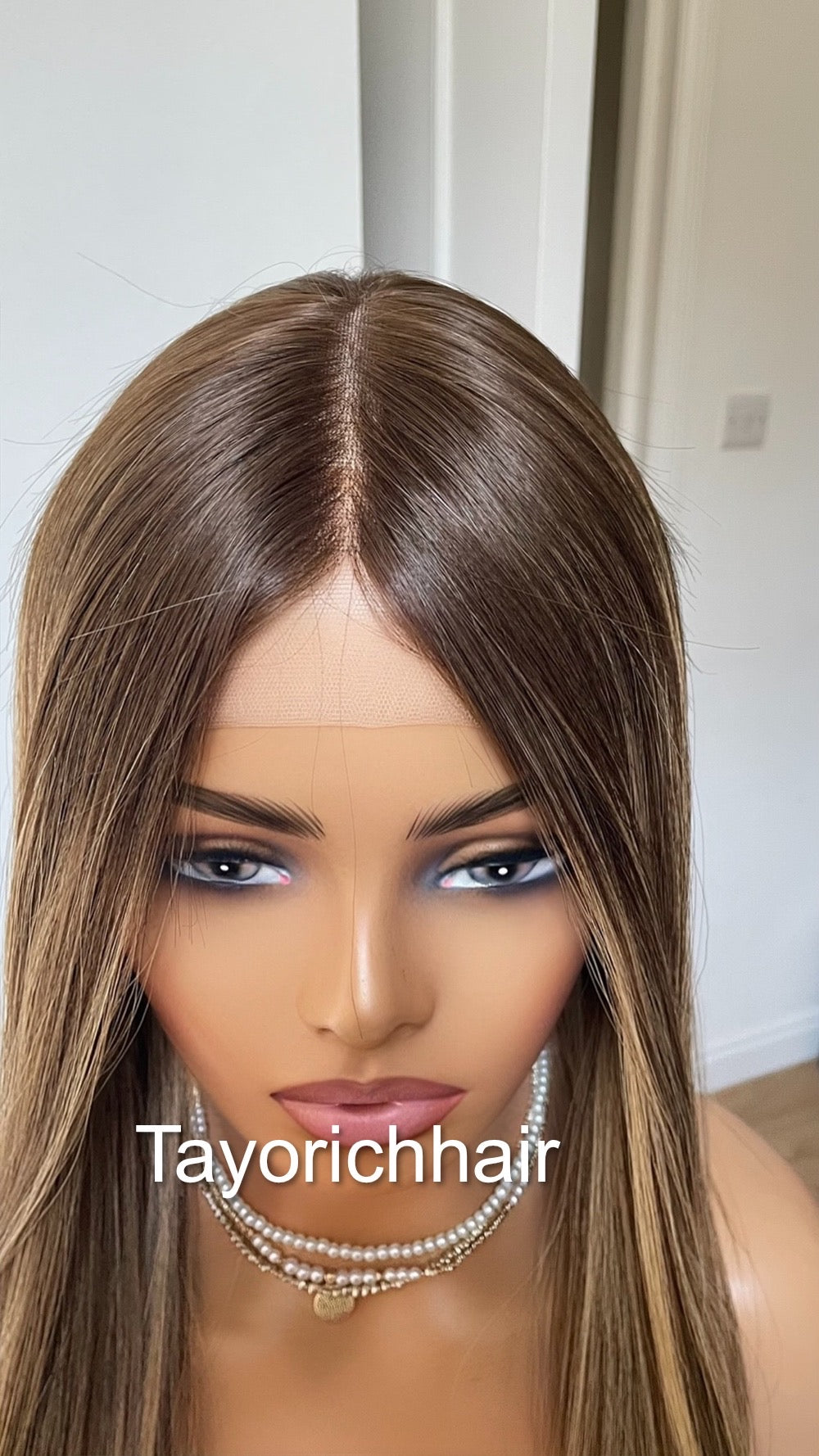 Balayage Human Hair Lace Top Wig In 18 Inches/ European Human Hair Wig/ Natural Looking Wig For Women/ Blonde & Brown Wig By Tayorichhair