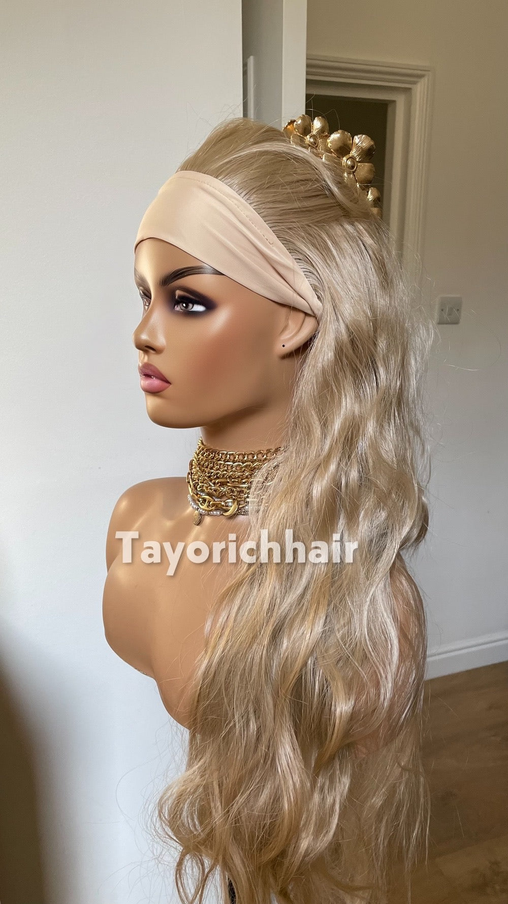 Glueless Ponytail Wig: Heat-Safe Synthetic Updo with Headband