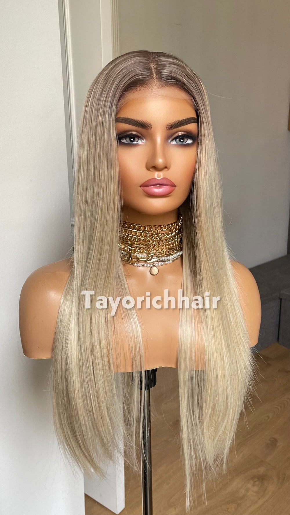 Ombre Glueless Blonde Wig; Long Straight Hair