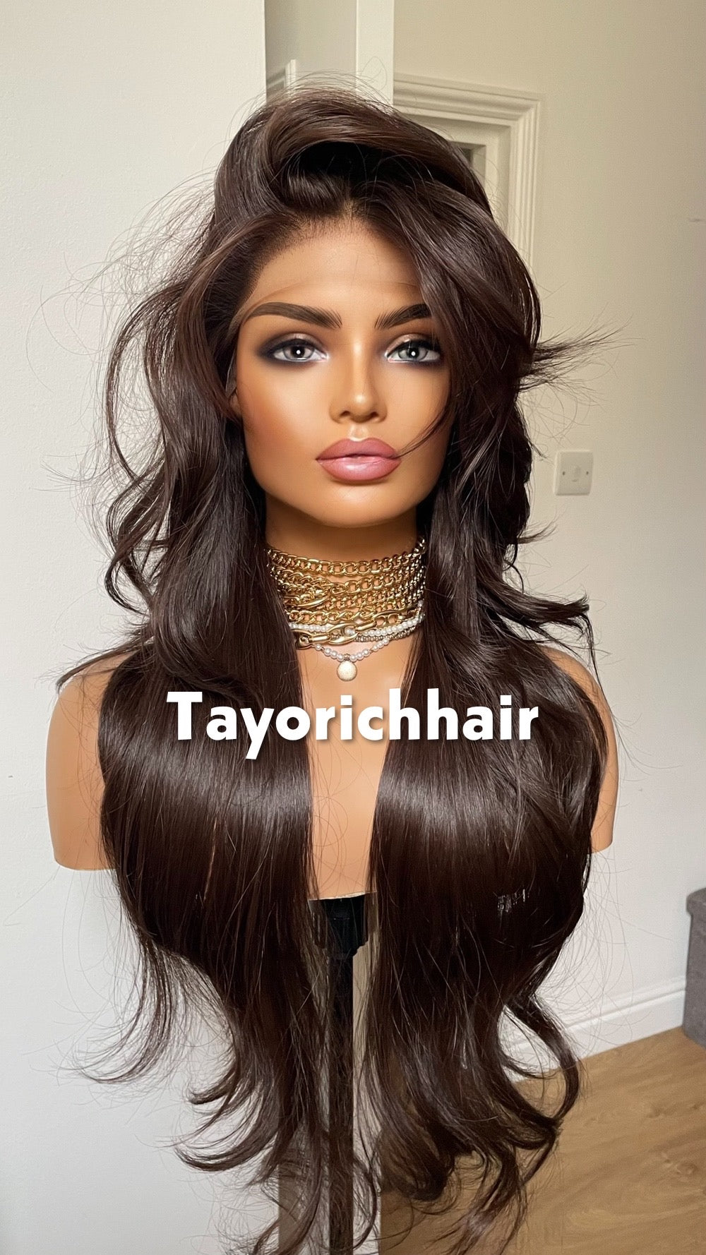 Tayorichhair Dark Brown Layered Glueless Synthetic Lace Front Wig (10"-22")