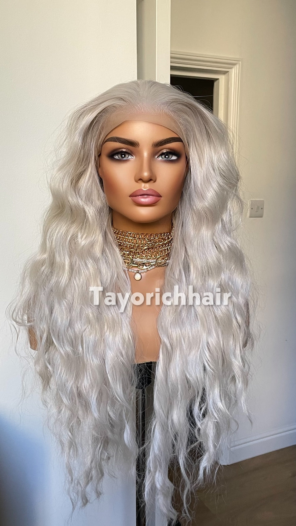 Tayorichhair Icy Platinum Blonde Loose Curls Wig – 24" Heat Safe Synthetic