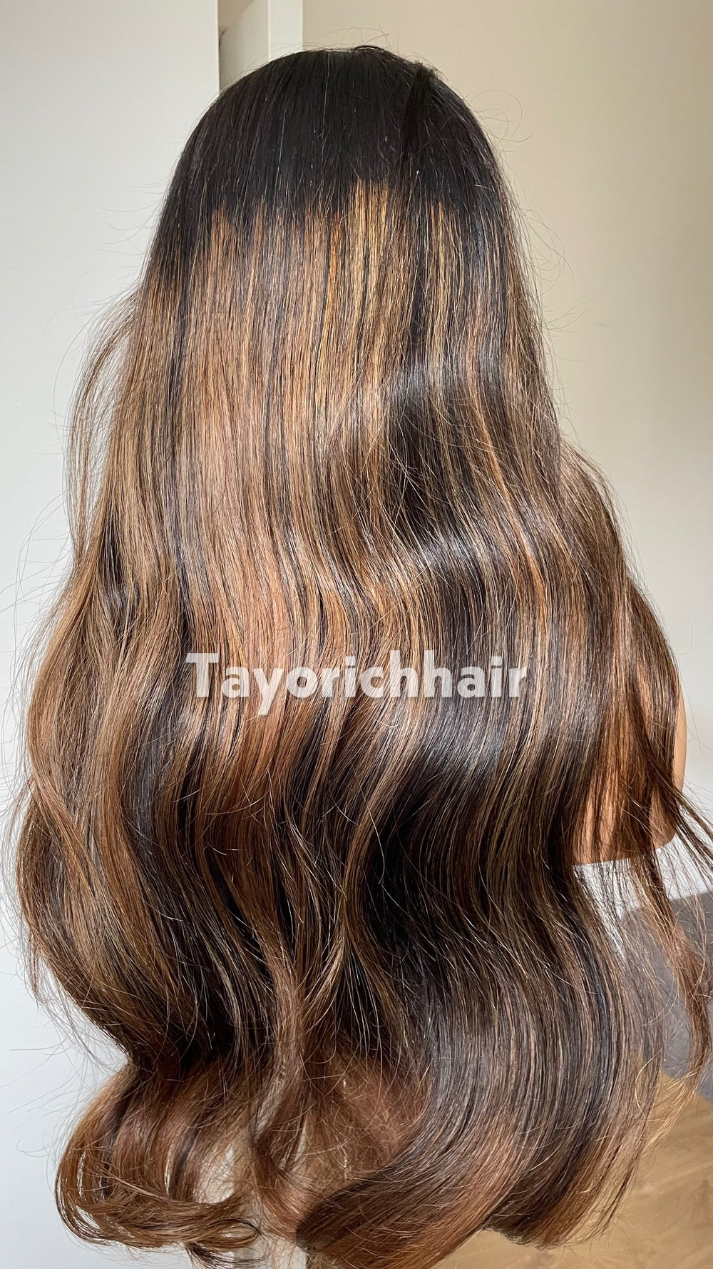 Black Human Hair Lace Front Wig with Blonde Highlights | 24” Wavy HD Lace Wig | 13x4 Glueless Wig | 100% Human Hair | Tayorichhair