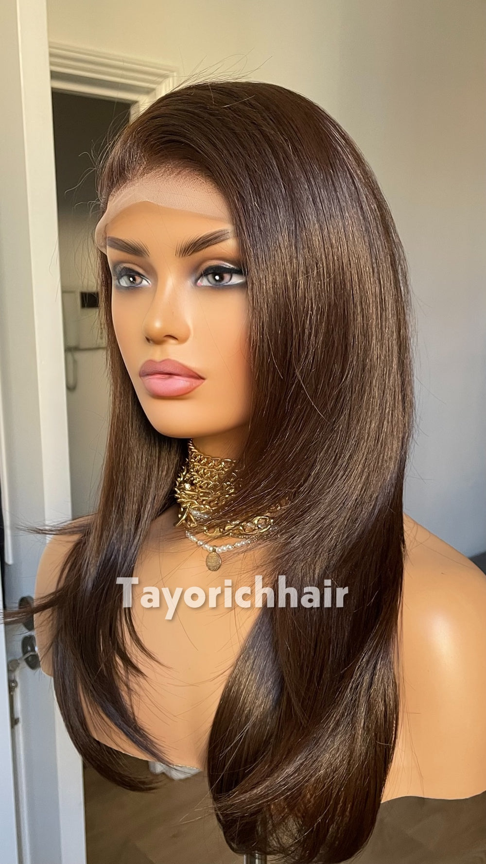 Dark Brown 18” Feathered Layer Wig | Lightweight Lace Front